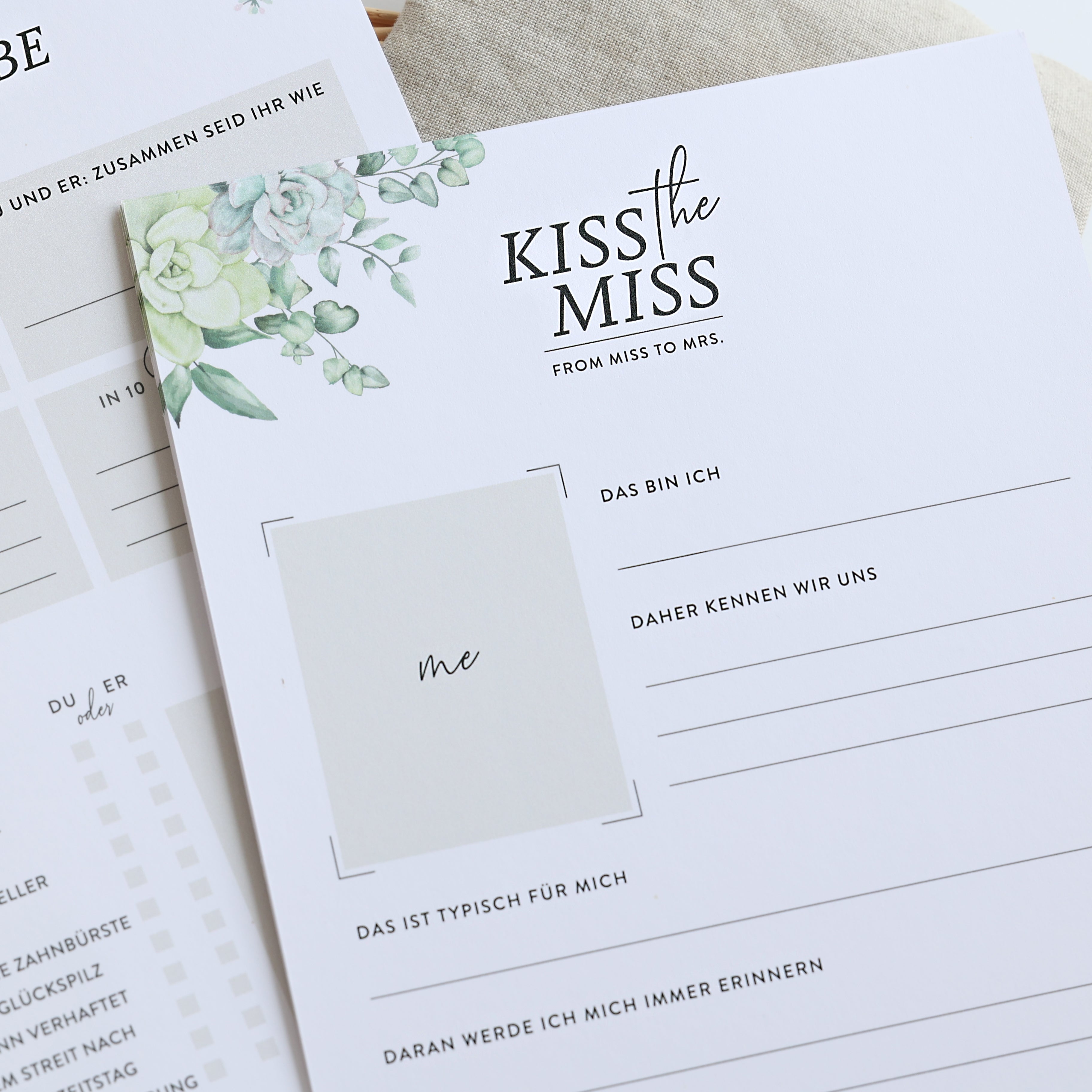 A5 JGA Karten zum Ausfüllen KISS the Miss
