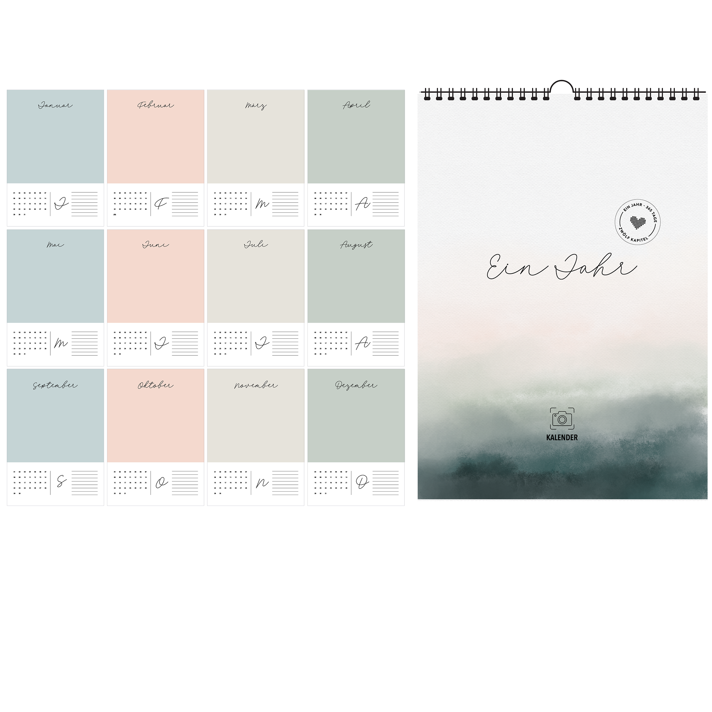 A4 Fotokalender AQUA Immerwährend