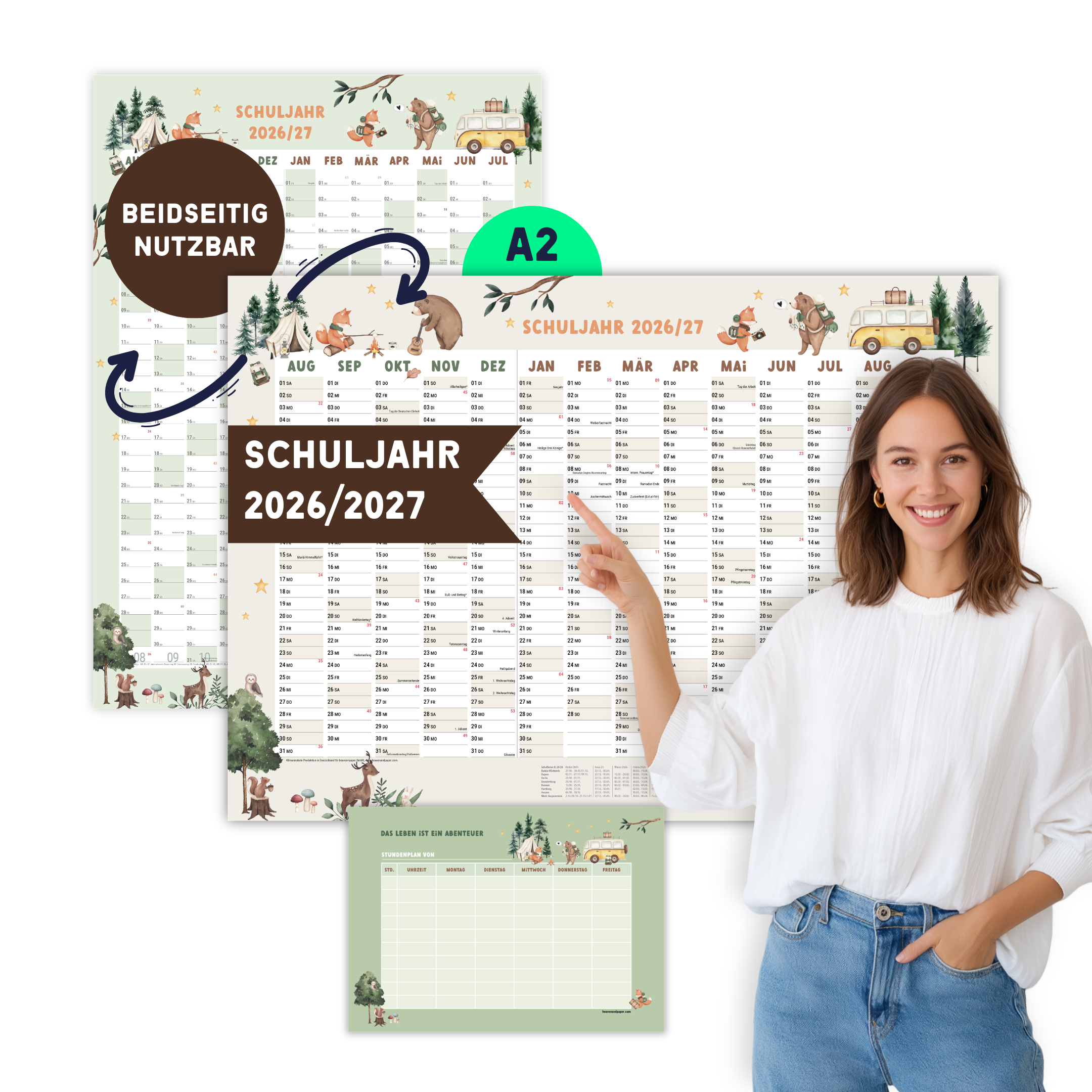 Schuljahresplaner 2026/2027 A2 Waldtiere mit Stundenplan