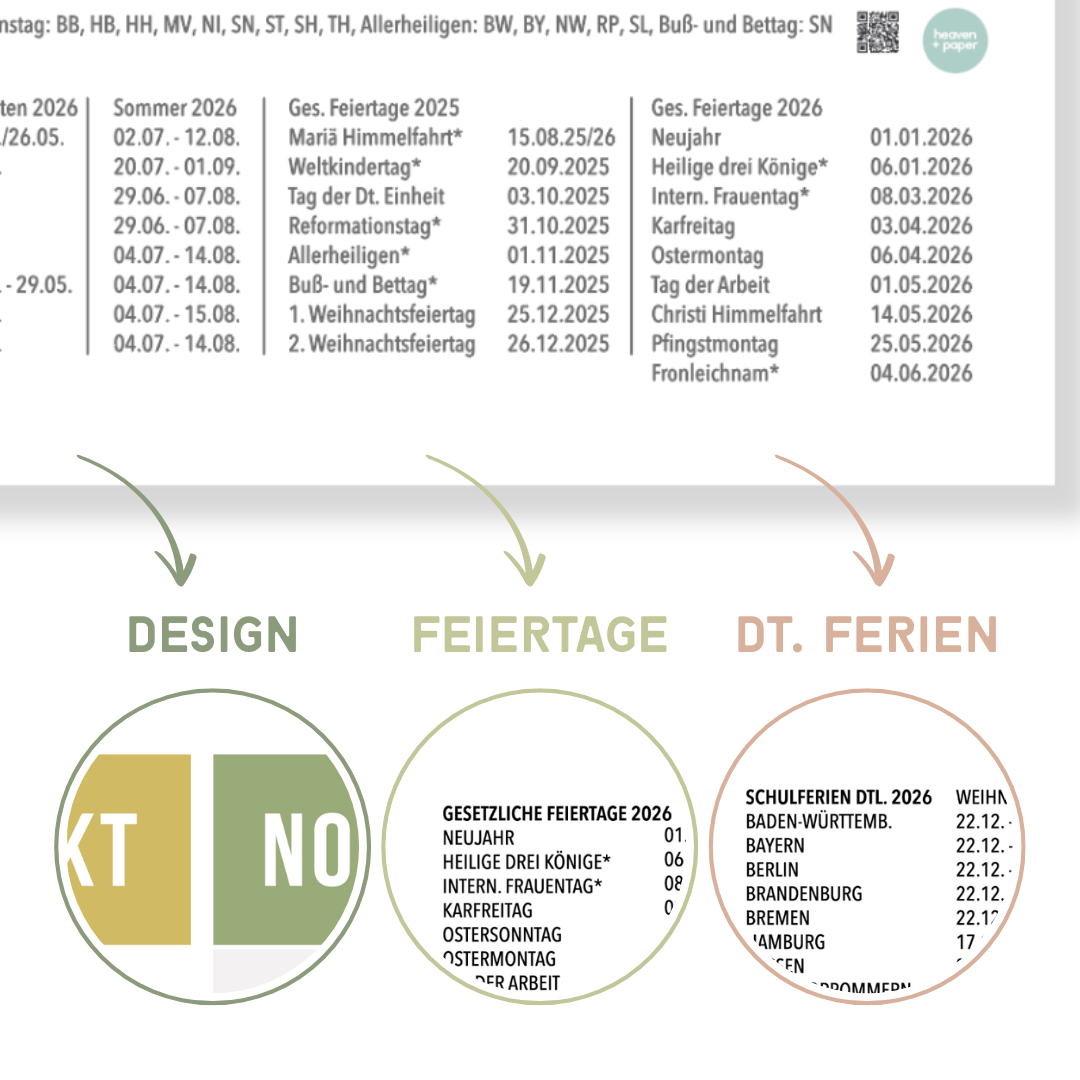 A1 Schuljahresplaner 2025/2026 Natural Hochformat