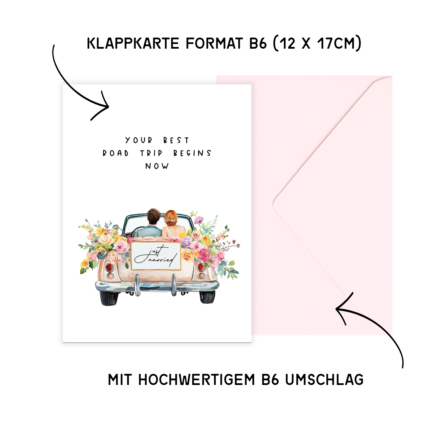 Hochzeitskarte I Road Trip I  DIN B6 mit Umschlag