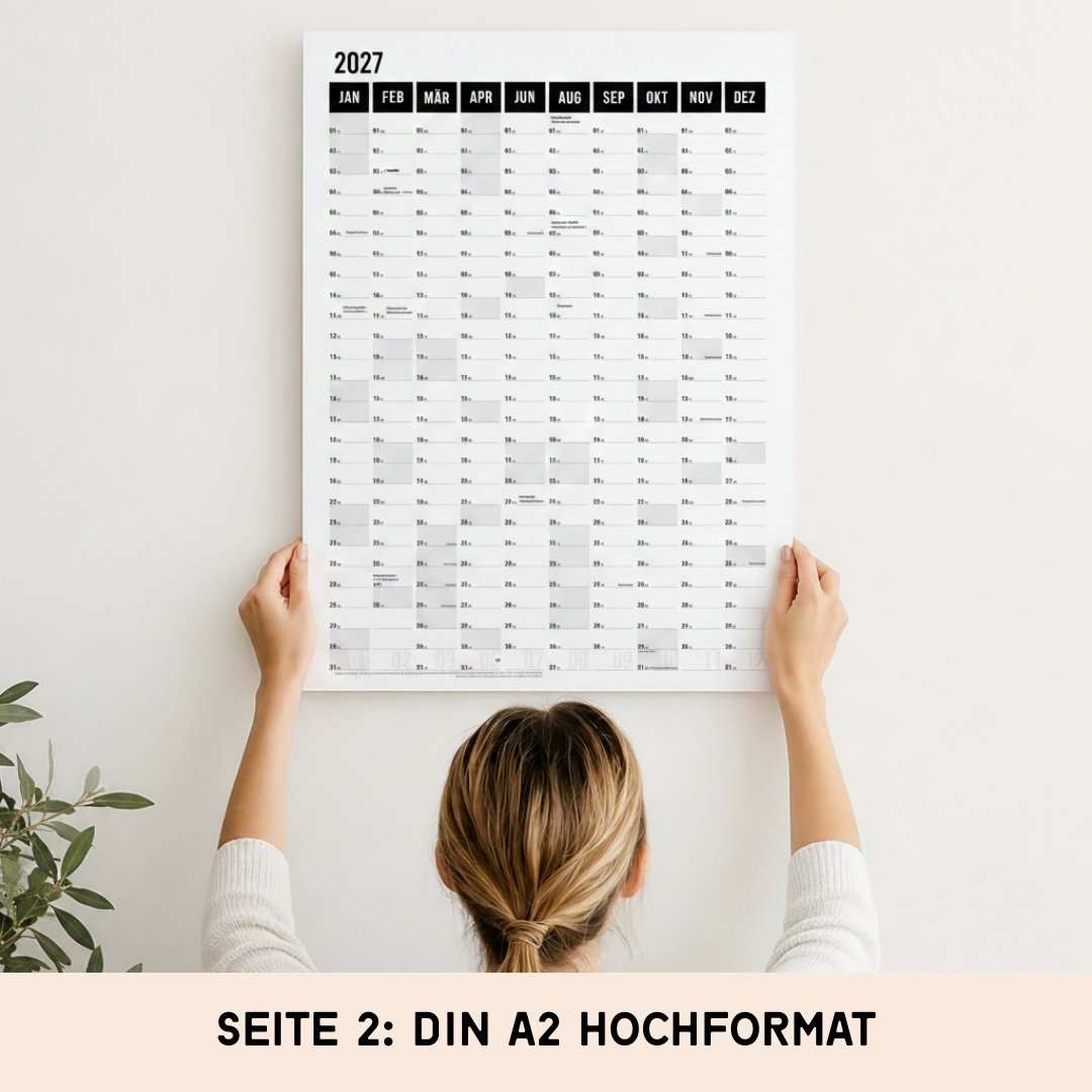 A2 Wandplaner 2027 gerollt Schwarz Querformat/Hochformat