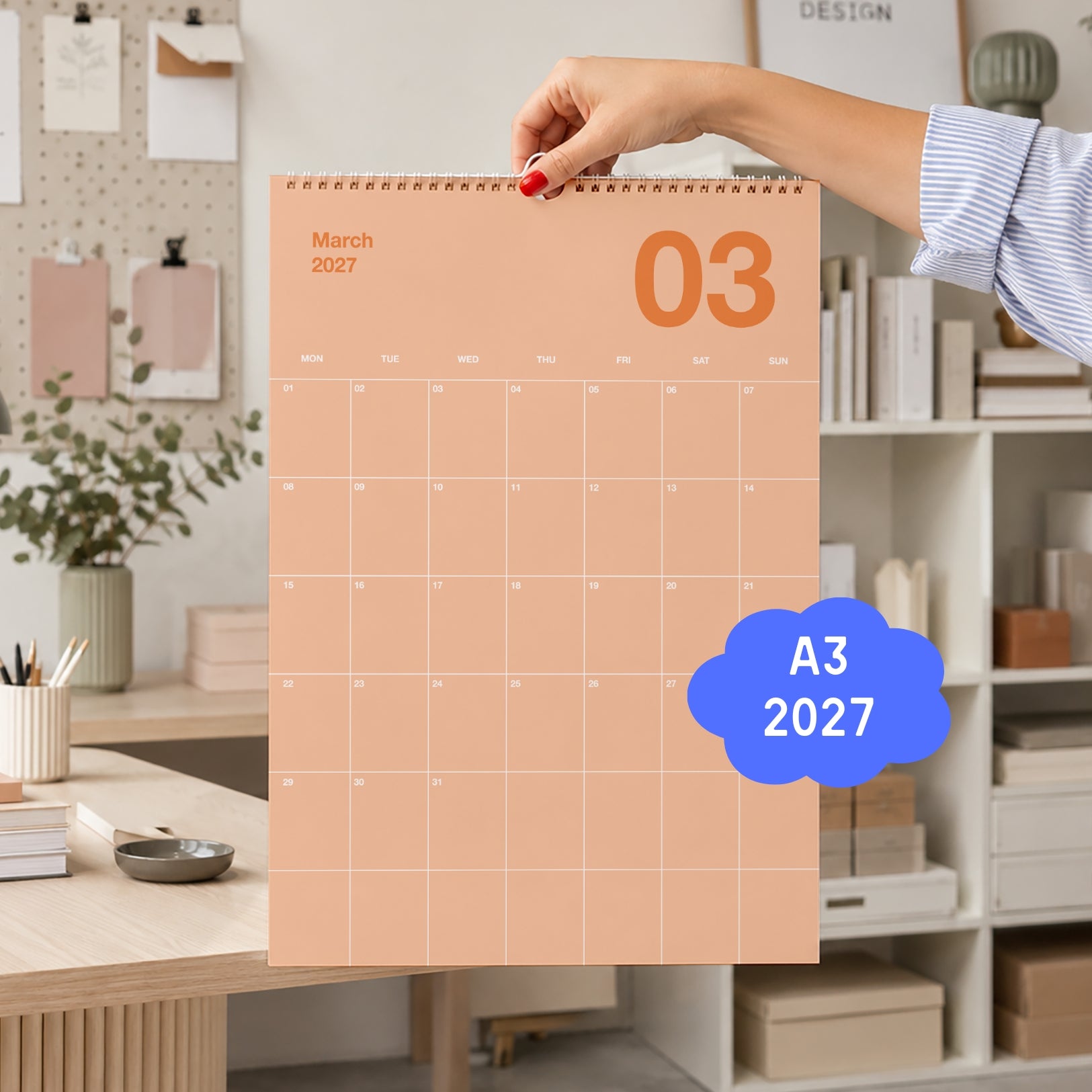 Wandkalender 2027 A3 I Designkalender I Pastell