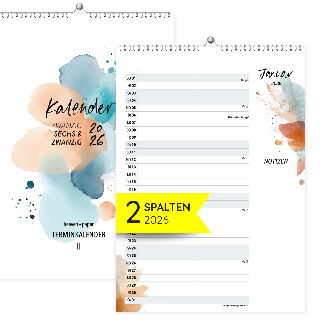 A4 Wandkalender 2 Spalten SPLASH 2026