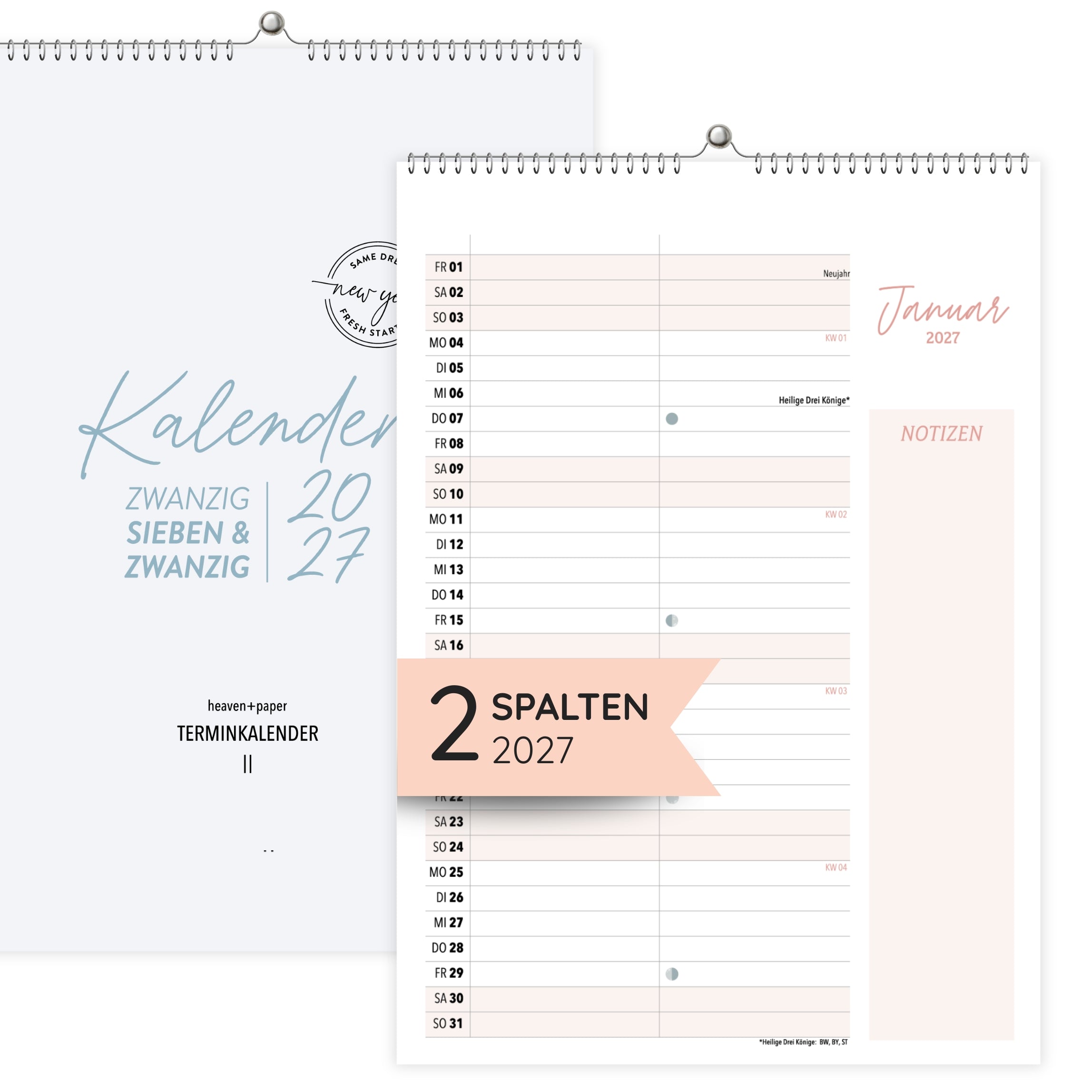 Wandkalender 2 Spalten A4 COZY 2027