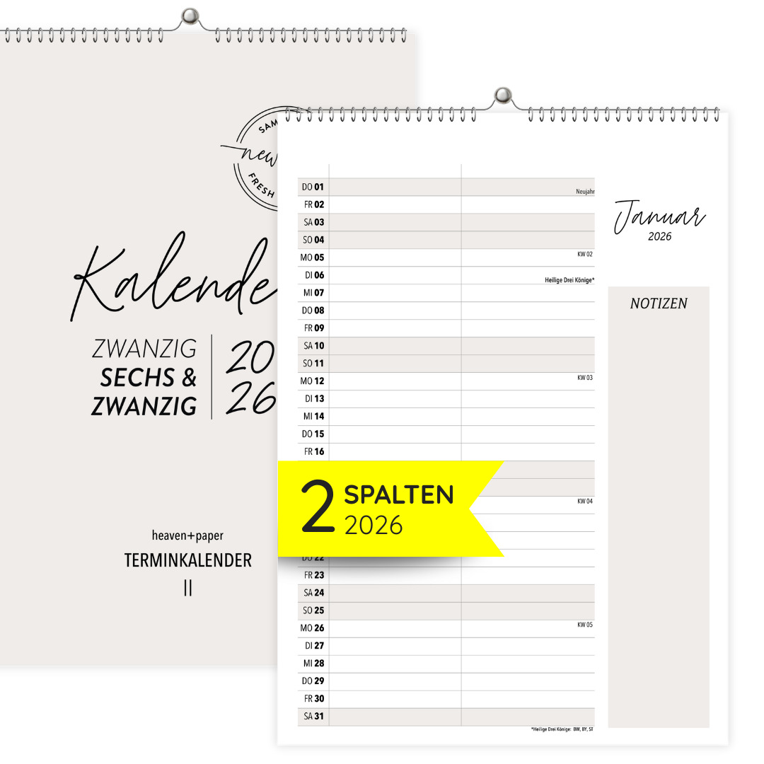 A4 Wandkalender 2 Spalten COZY 2026