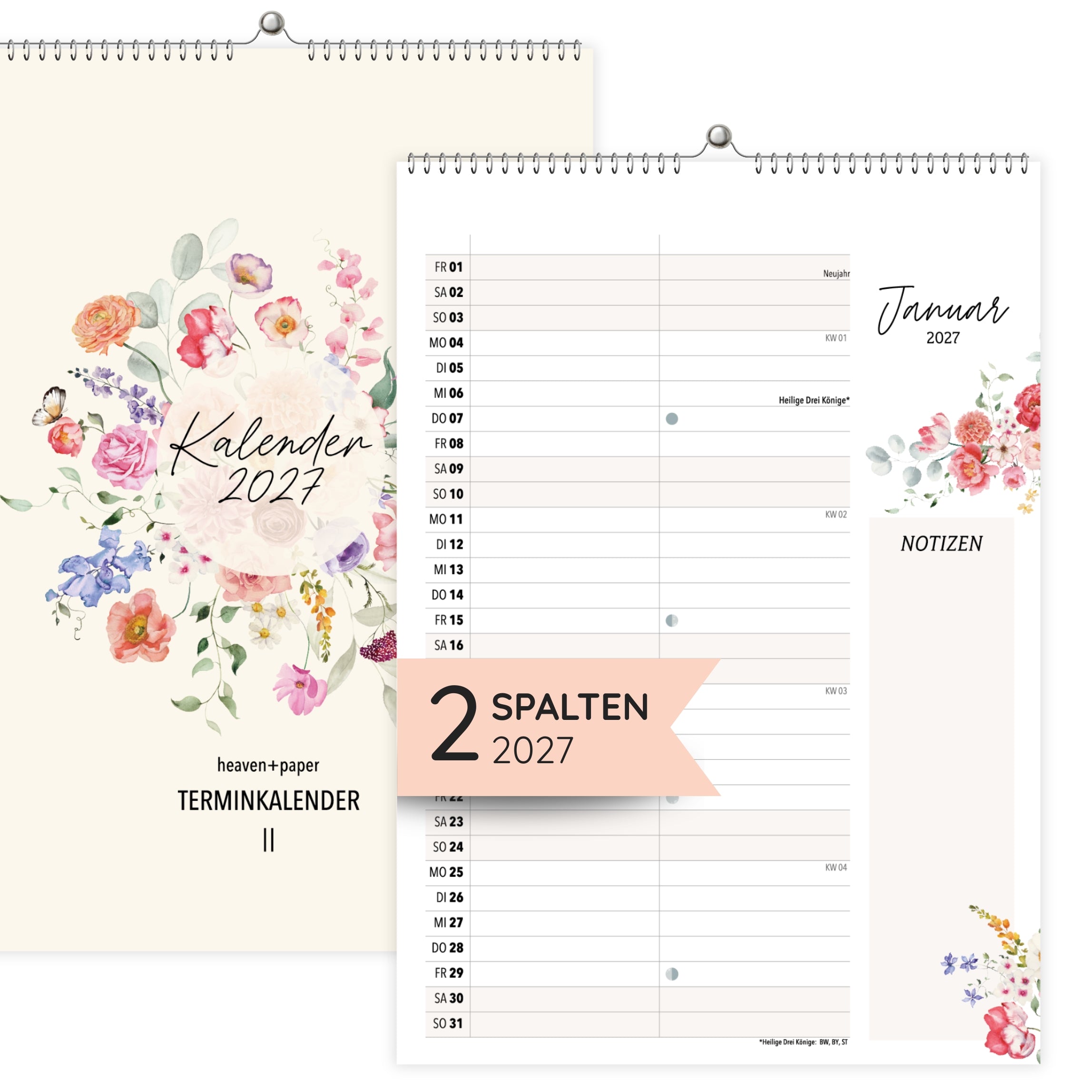 Wandkalender 2 Spalten A4 Wildblumen 2027
