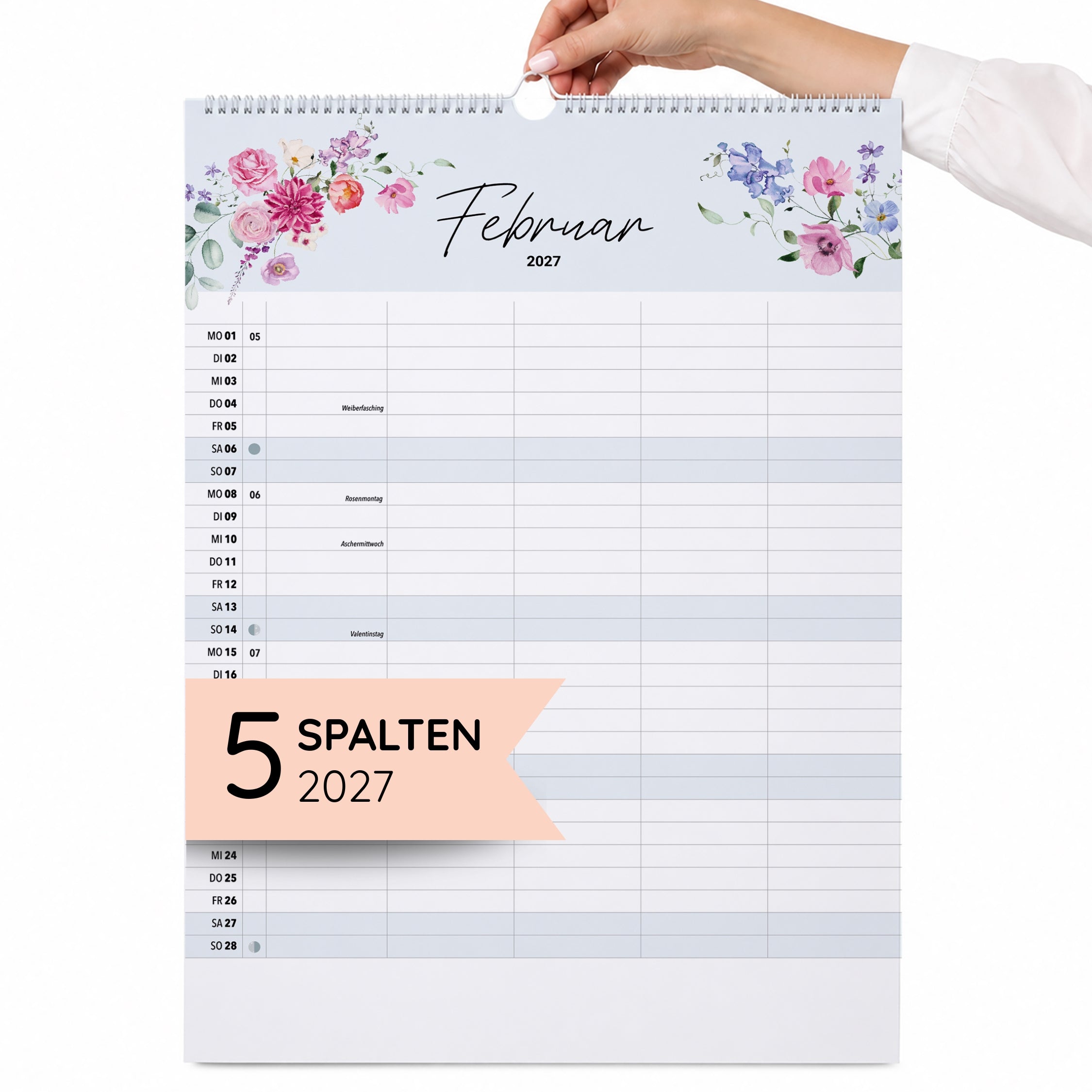 A3 Familienplaner Wildblumen 5 Spalten 2027