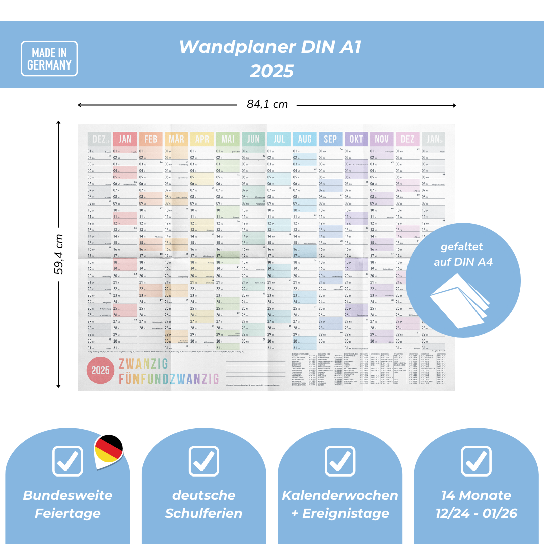 A1 Wandplaner 2025 RAINBOW Quer