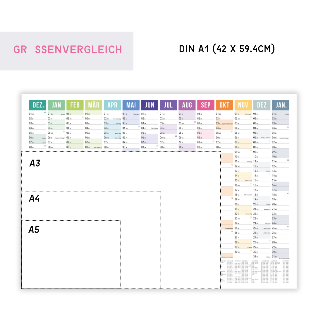 A2 Wandplaner gerollt 2026 Rainbow Querformat
