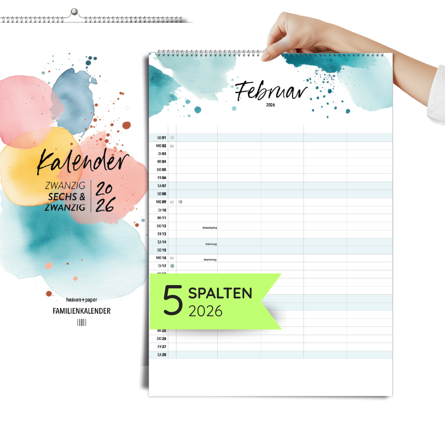 A3 Familienplaner HAPPY SPLASH 5 Spalten 2026 Kunst
