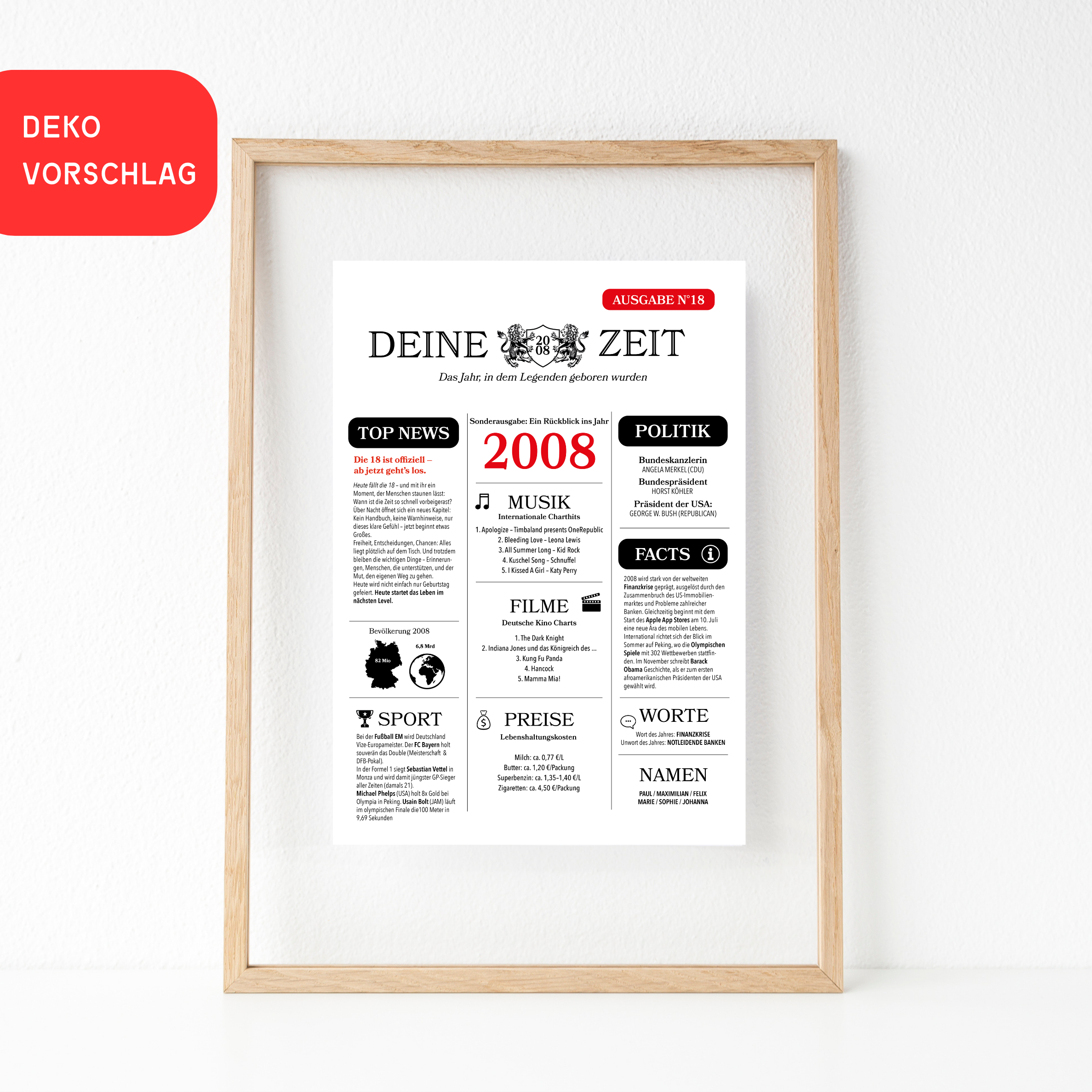 18. Geburtstag Grusskarte A5 Zeitungsdesign