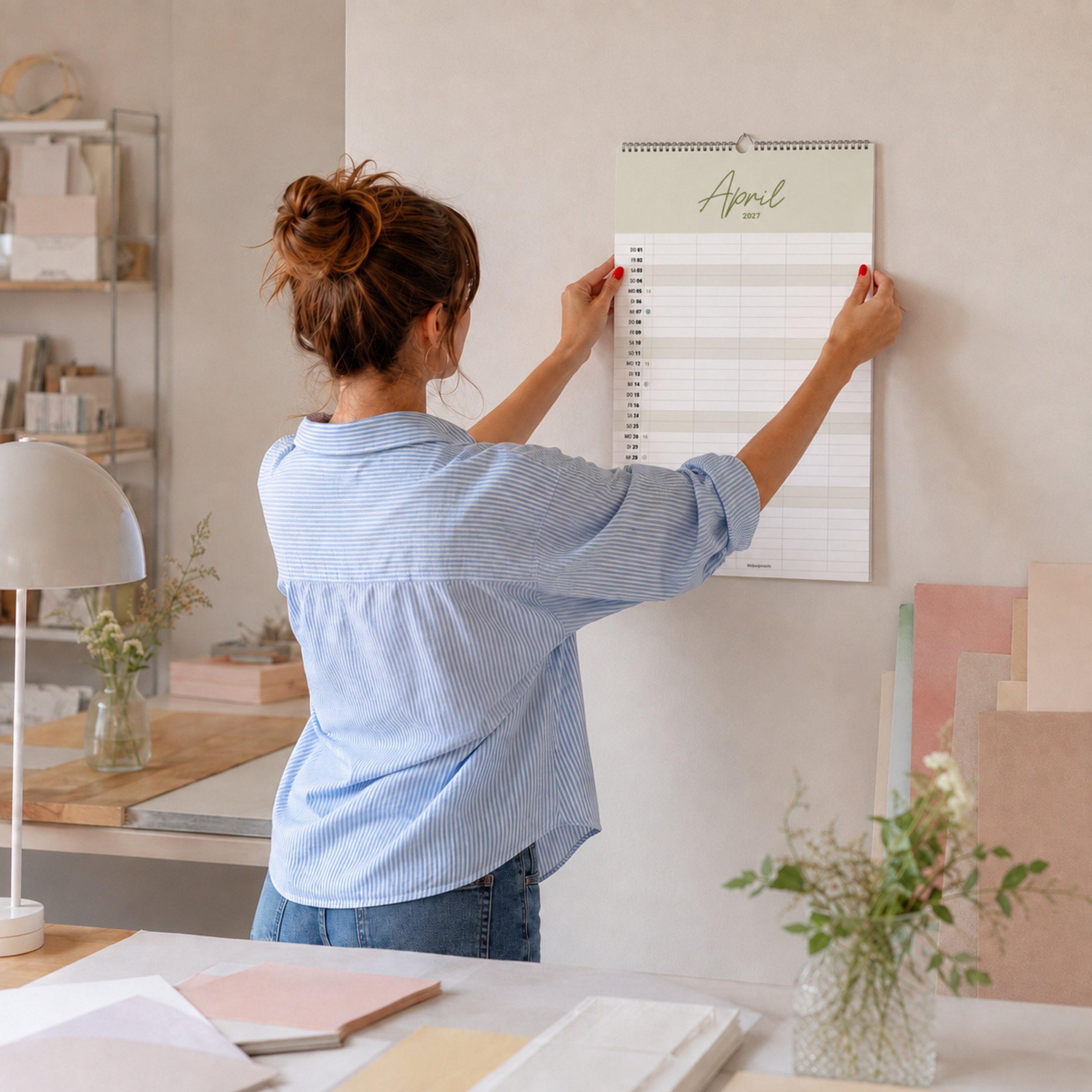 A3 Familienplaner Cozy 5 Spalten 2027 minimalistisch