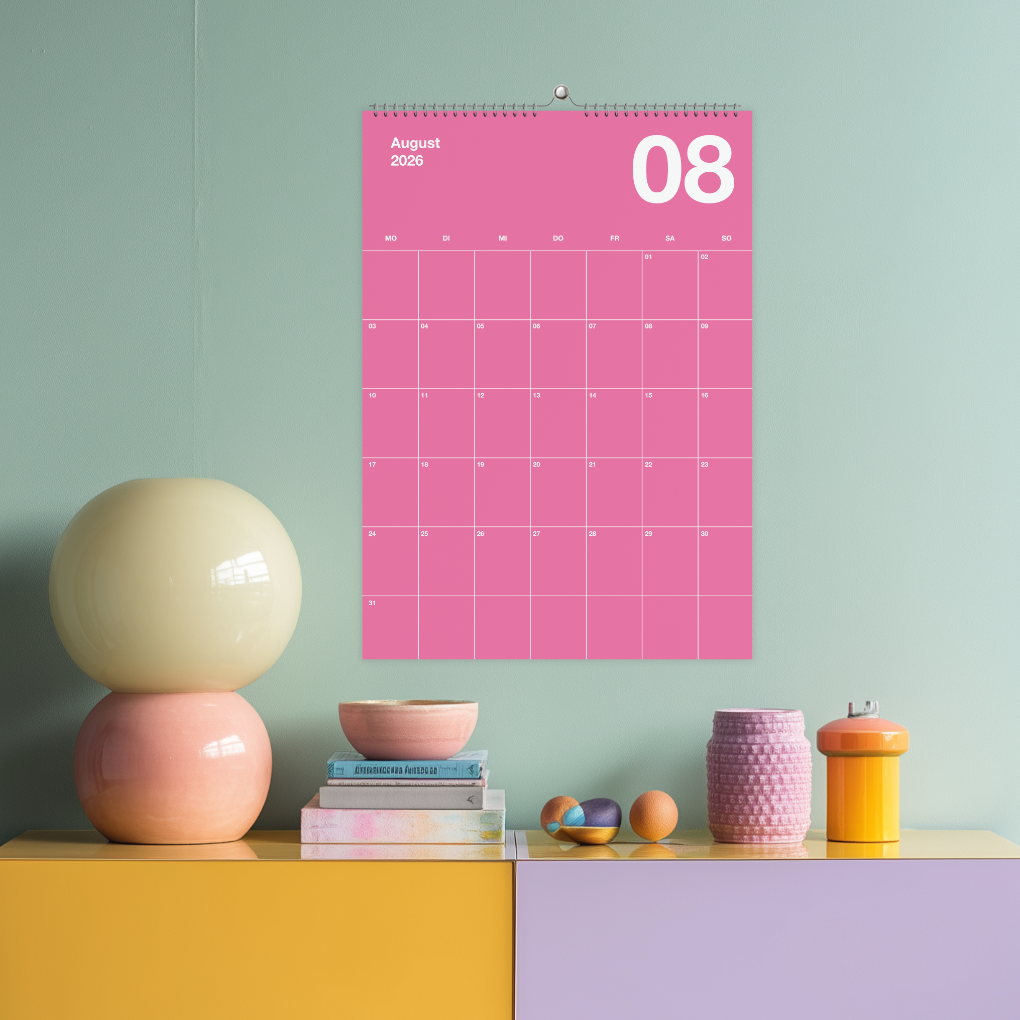 A2 Bunter Design Wandkalender 2026 Knallig