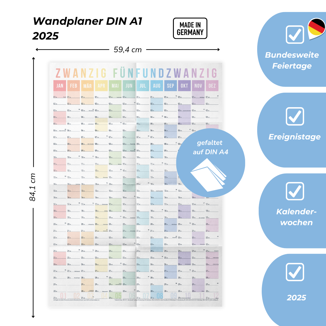 A1 Wandplaner 2025 RAINBOW Hoch