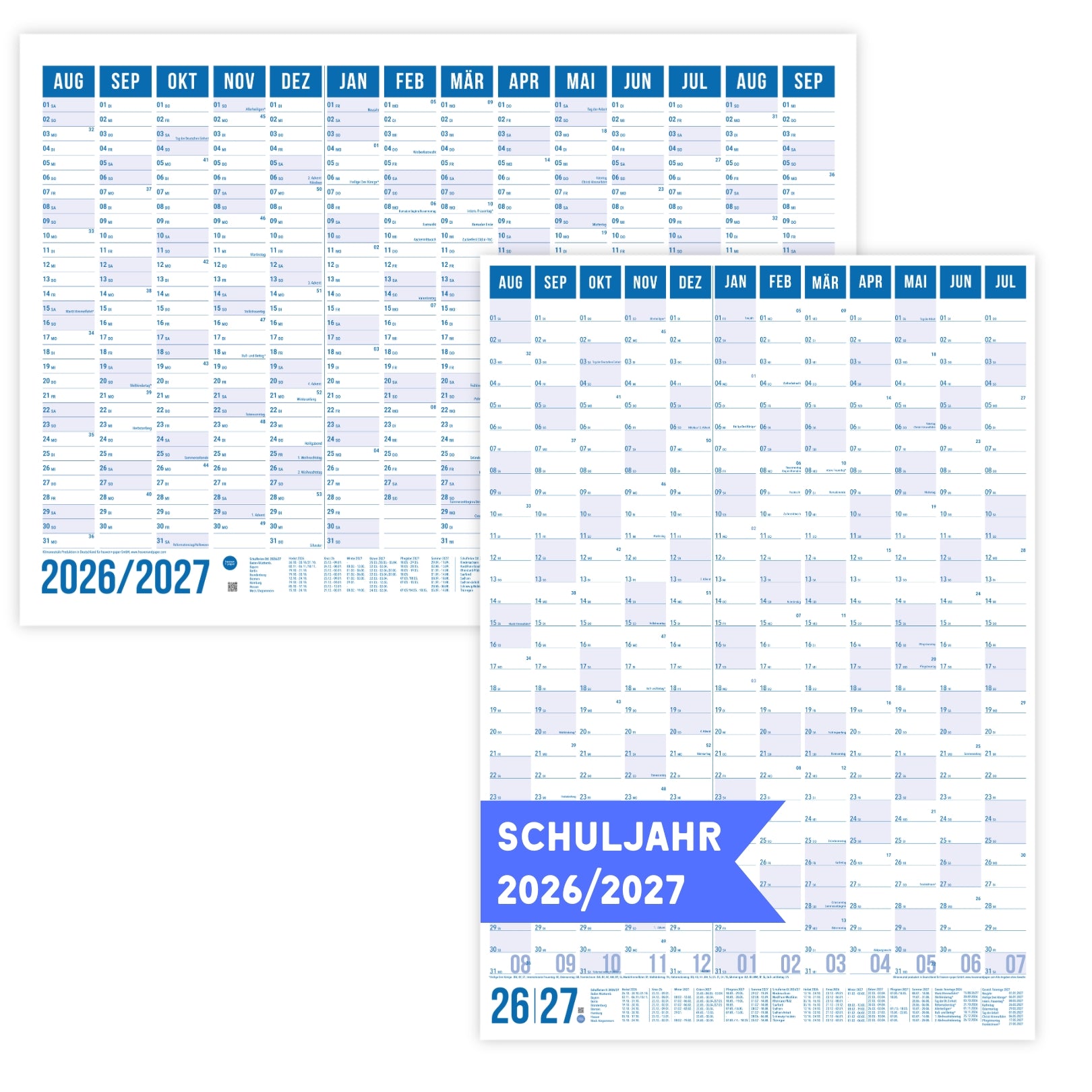 Schuljahresplaner 2026/2027 A1 Blau – Wandkalender