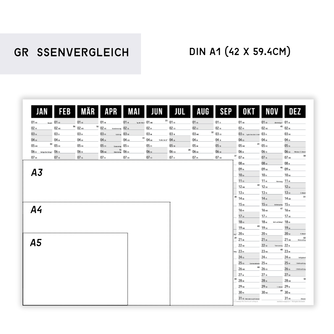 A2 Wandplaner gerollt 2026 Black Querformat