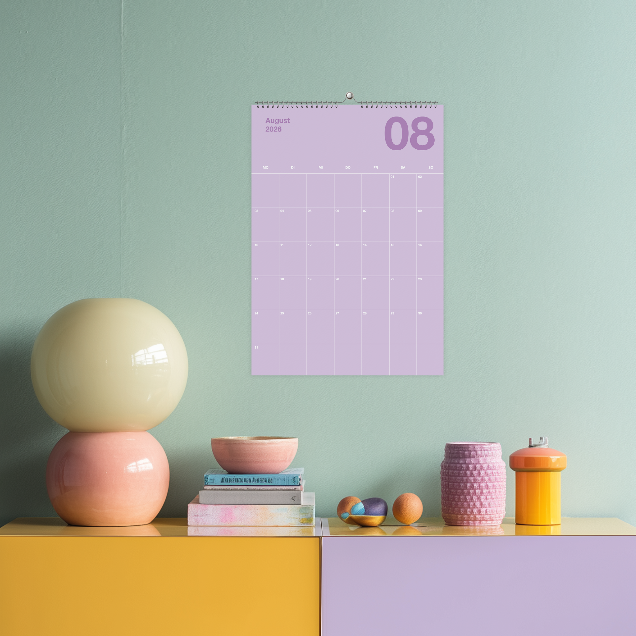A3 Bunter Design Wandkalender 2026 Pastell