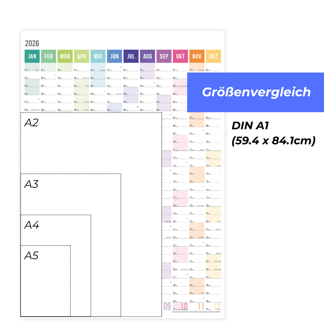 A1 Wandplaner 2026 Rainbow Hochformat