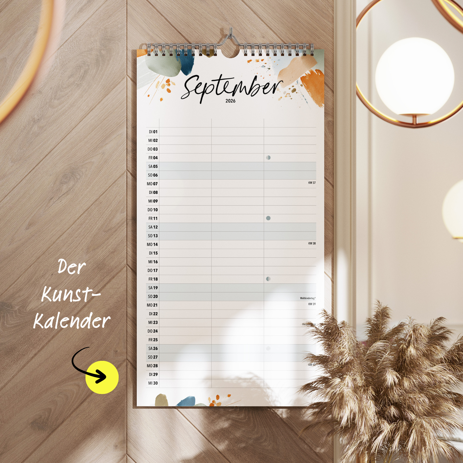 Paarplaner HAPPY SPLASH 3 Spalten 2026 künstlerisch