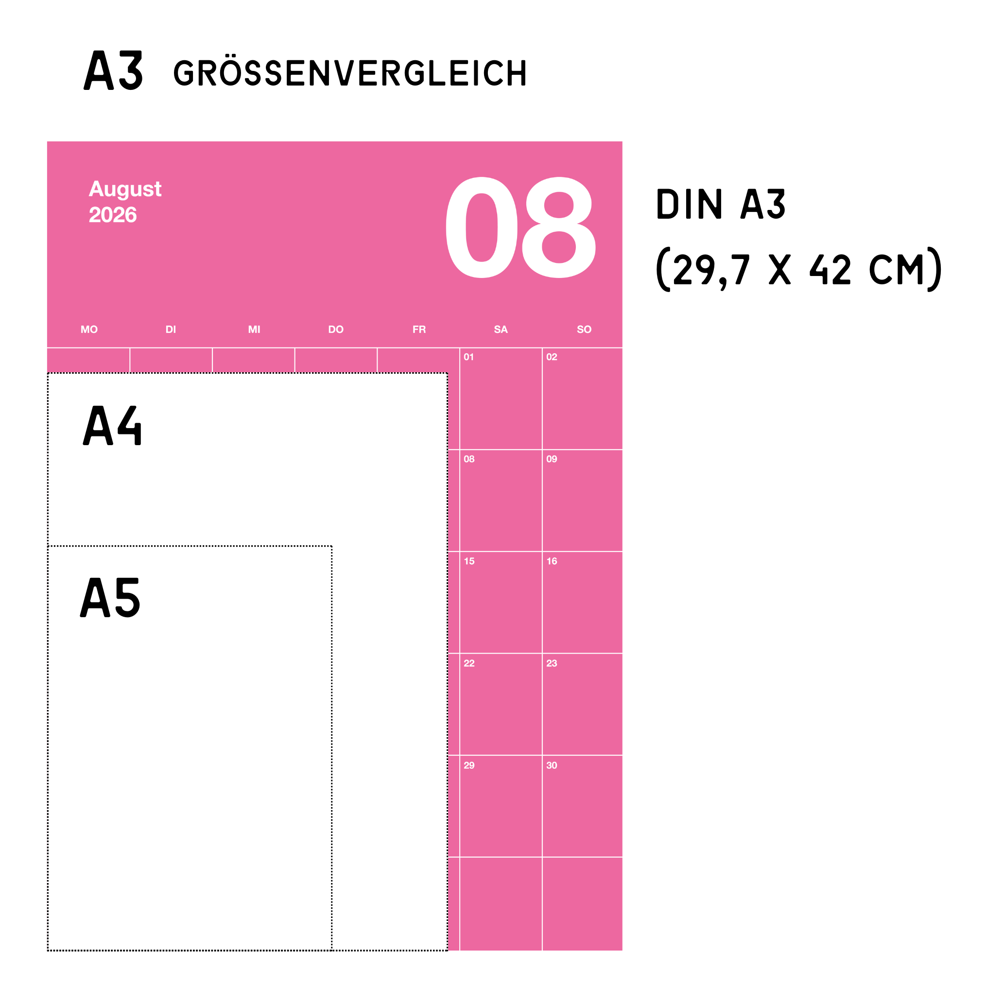 A3 Bunter Design Wandkalender 2026 Knallig
