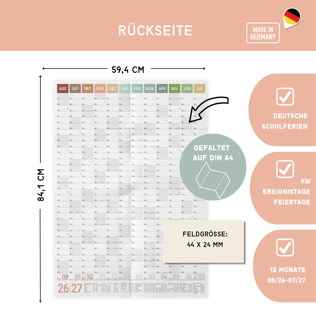 Schuljahresplaner 2026/2027 A1 Natural – Nachhaltiger Wandkalender