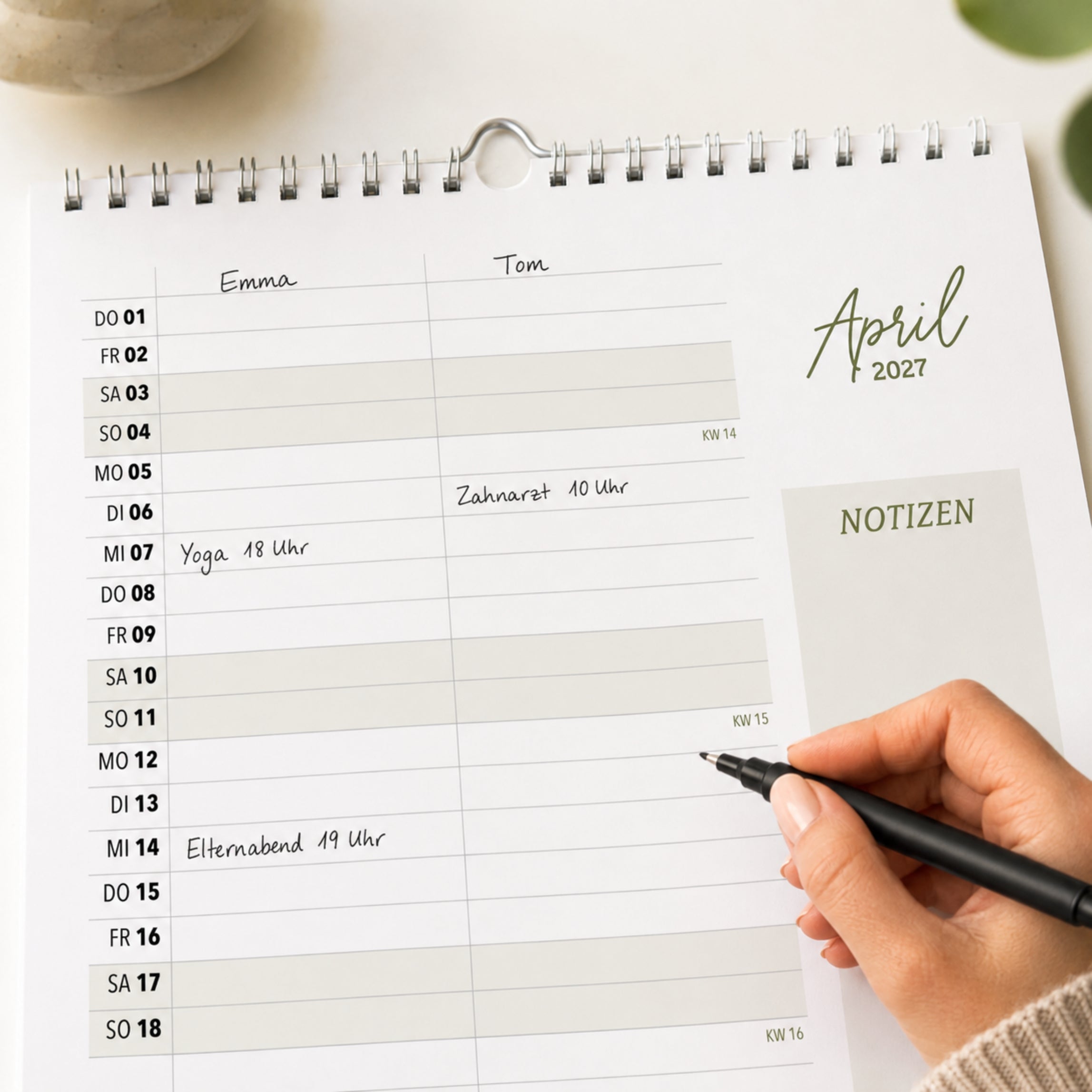 Wandkalender 2 Spalten A4 COZY 2027