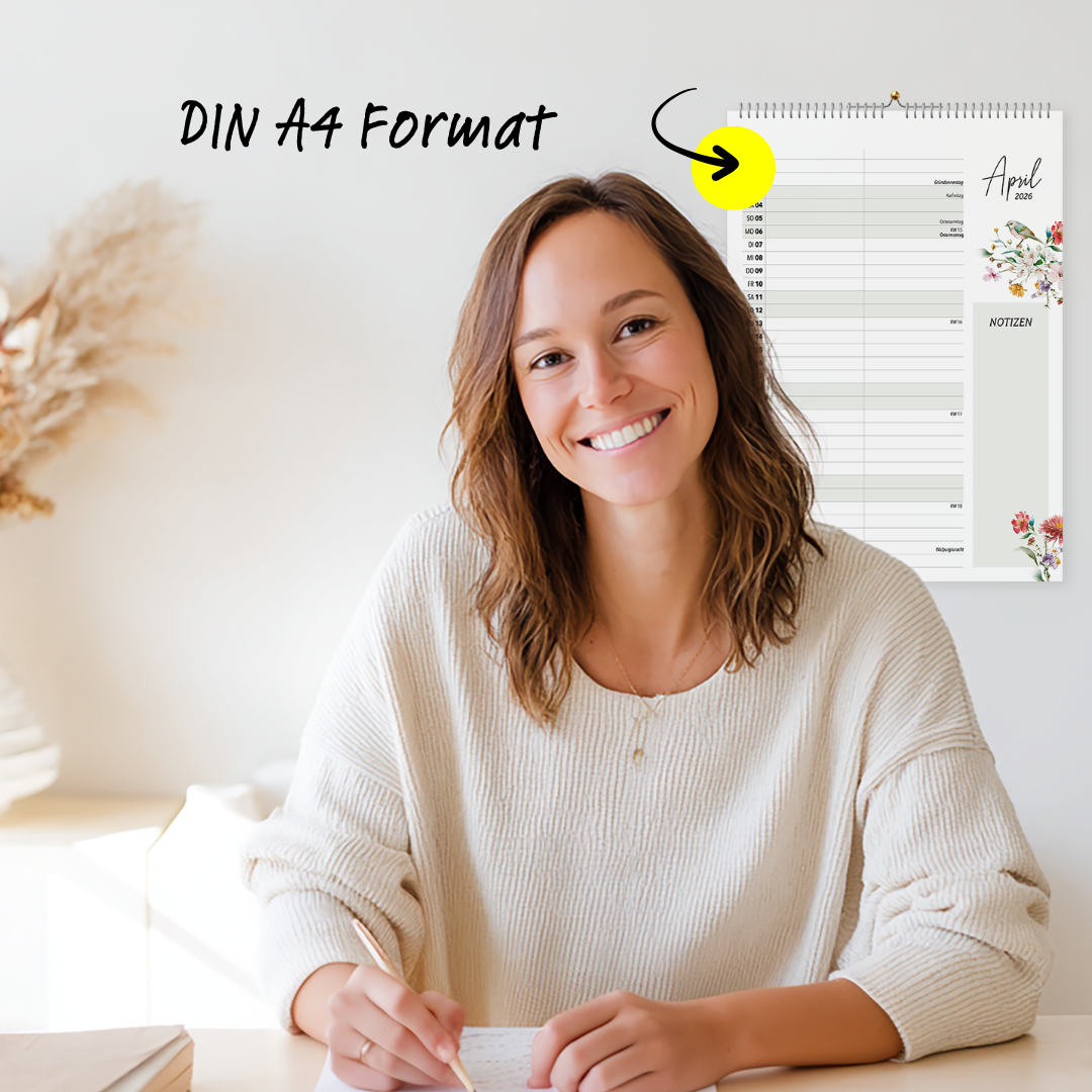 A4 Wandkalender 2 Spalten WILDFLOWER 2026