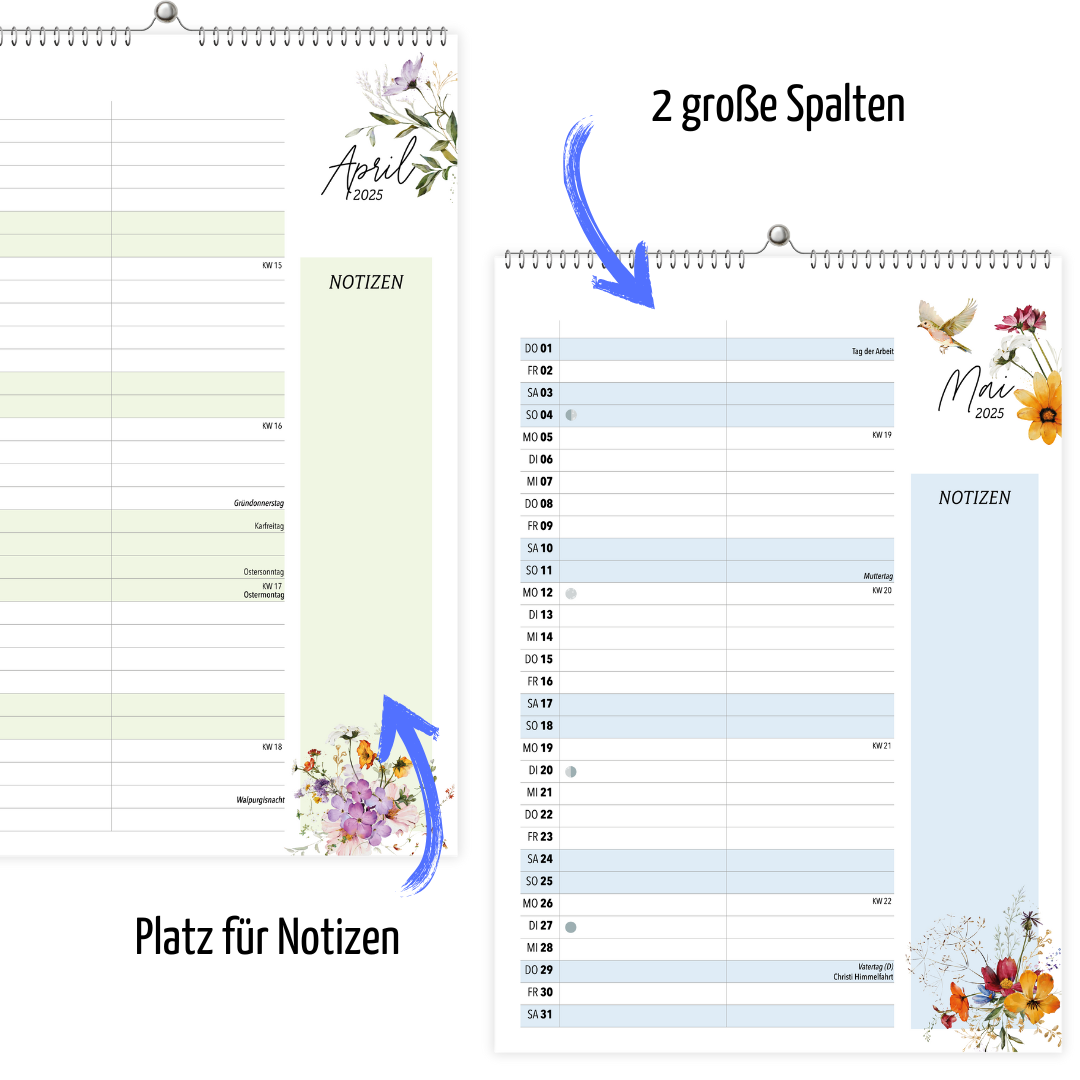 Wandkalender WILDFLOER 2 Spalten 2025