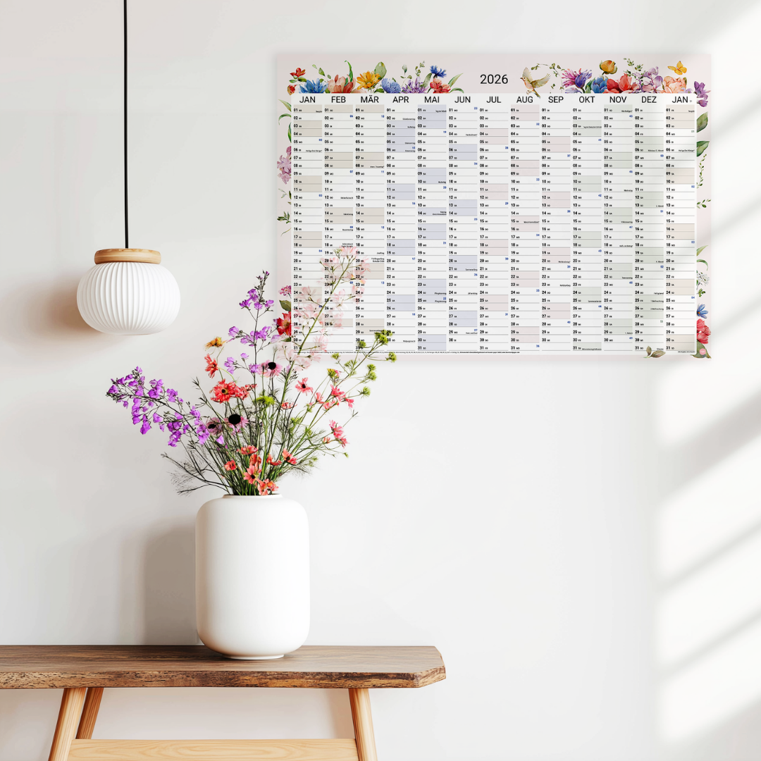 A1 Wandplaner 2026 Wildflower Querformat