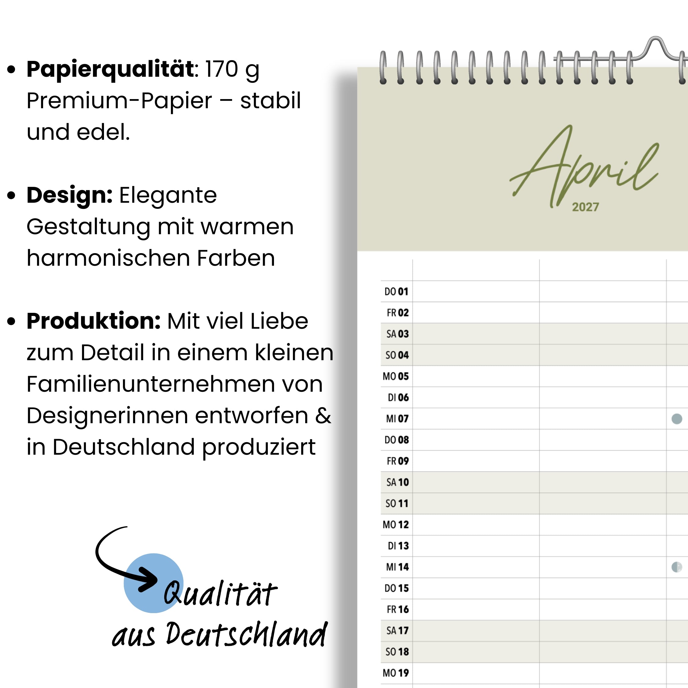 Paarplaner 3 Spalten 2027 Cozy, minimalistisch