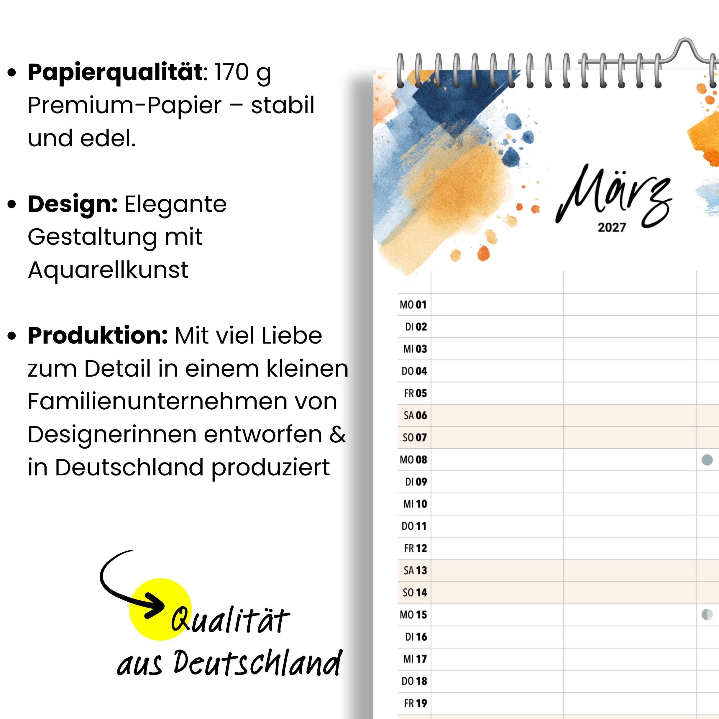 Paarplaner 3 Spalten 2027 Splash Familienkalender