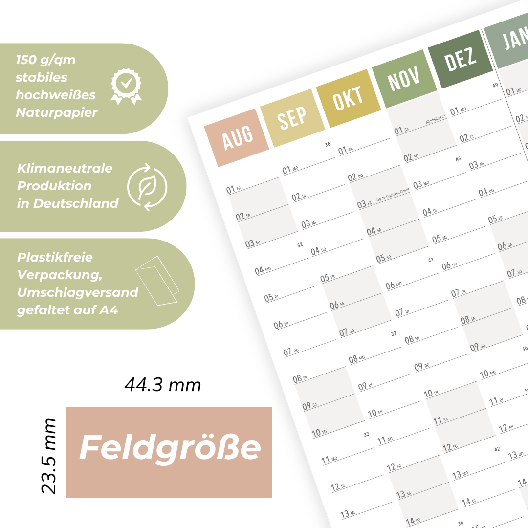 A1 Schuljahresplaner 2025/2026 Natural Hochformat