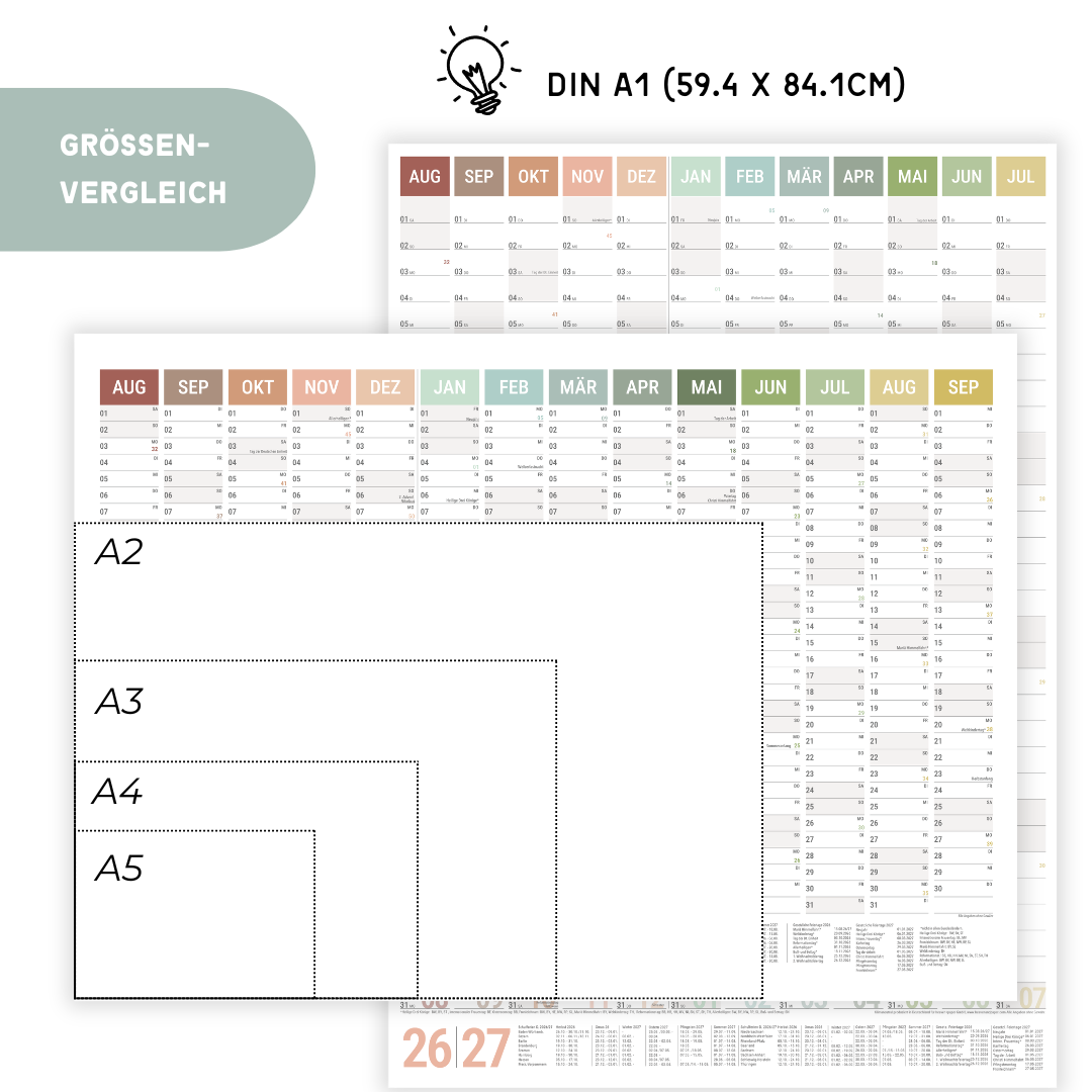 Schuljahresplaner 2026/2027 A1 Natural – Nachhaltiger Wandkalender