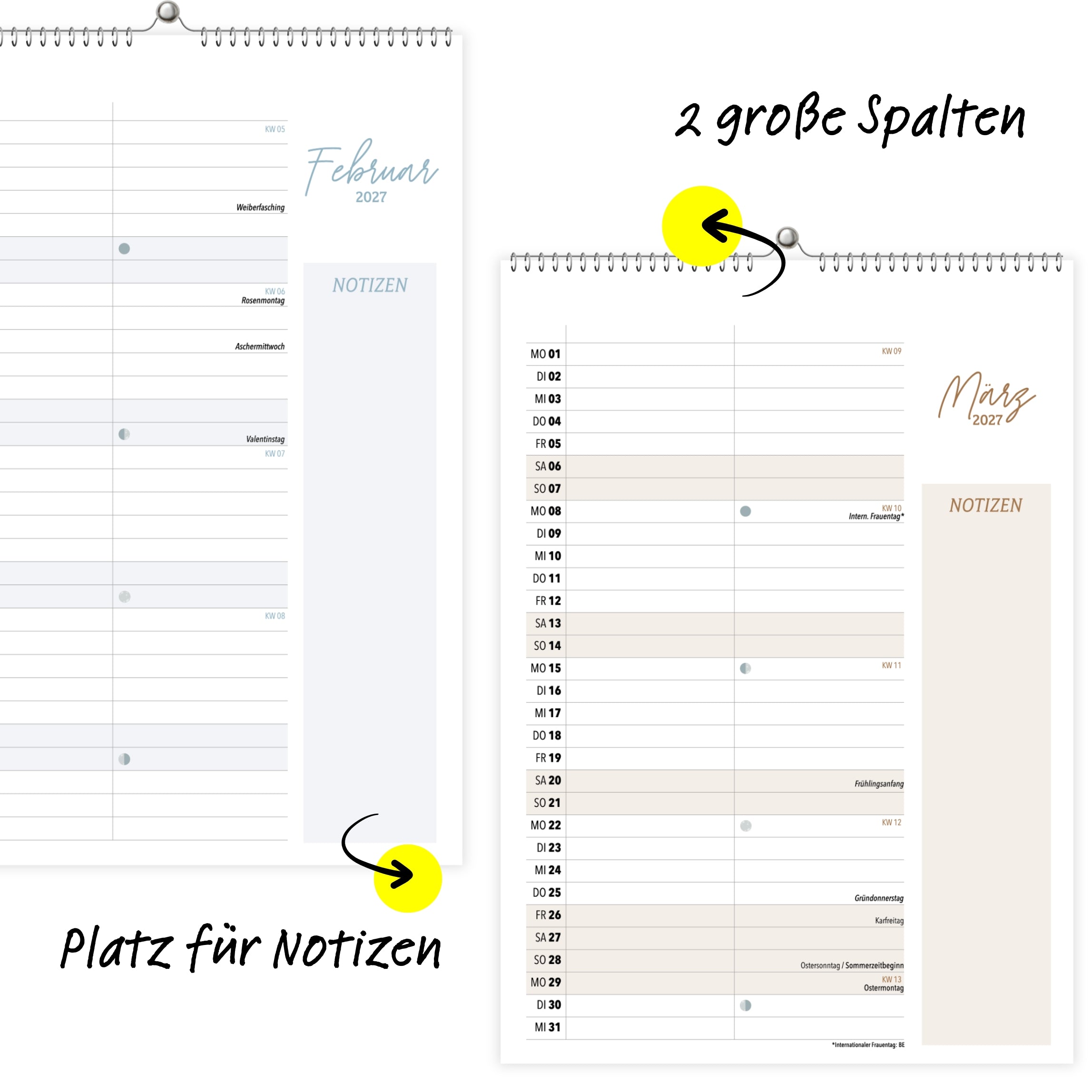 Wandkalender 2 Spalten A4 COZY 2027