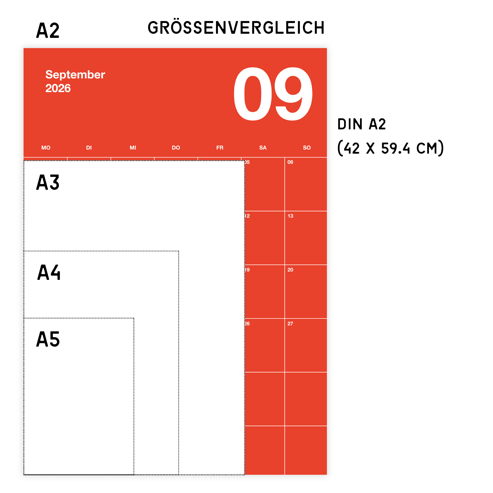 A2 Bunter Design Wandkalender 2026 Knallig