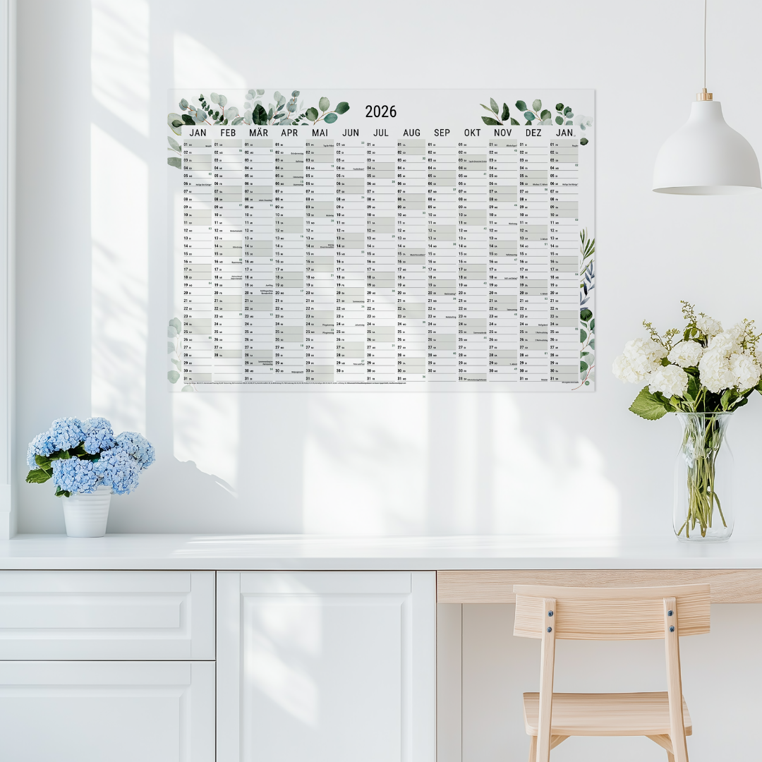 heaven+paper® Kalender Set 2026 Greenery XL 5-teilig