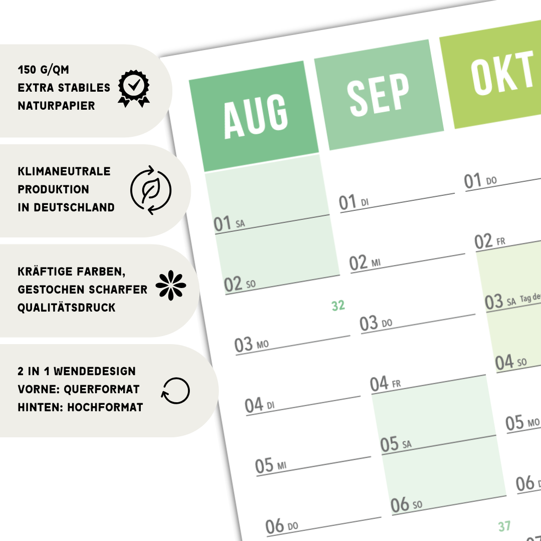 Schuljahresplaner 2026/2027 A1 Regenbogen – Wandkalender mit Ferien