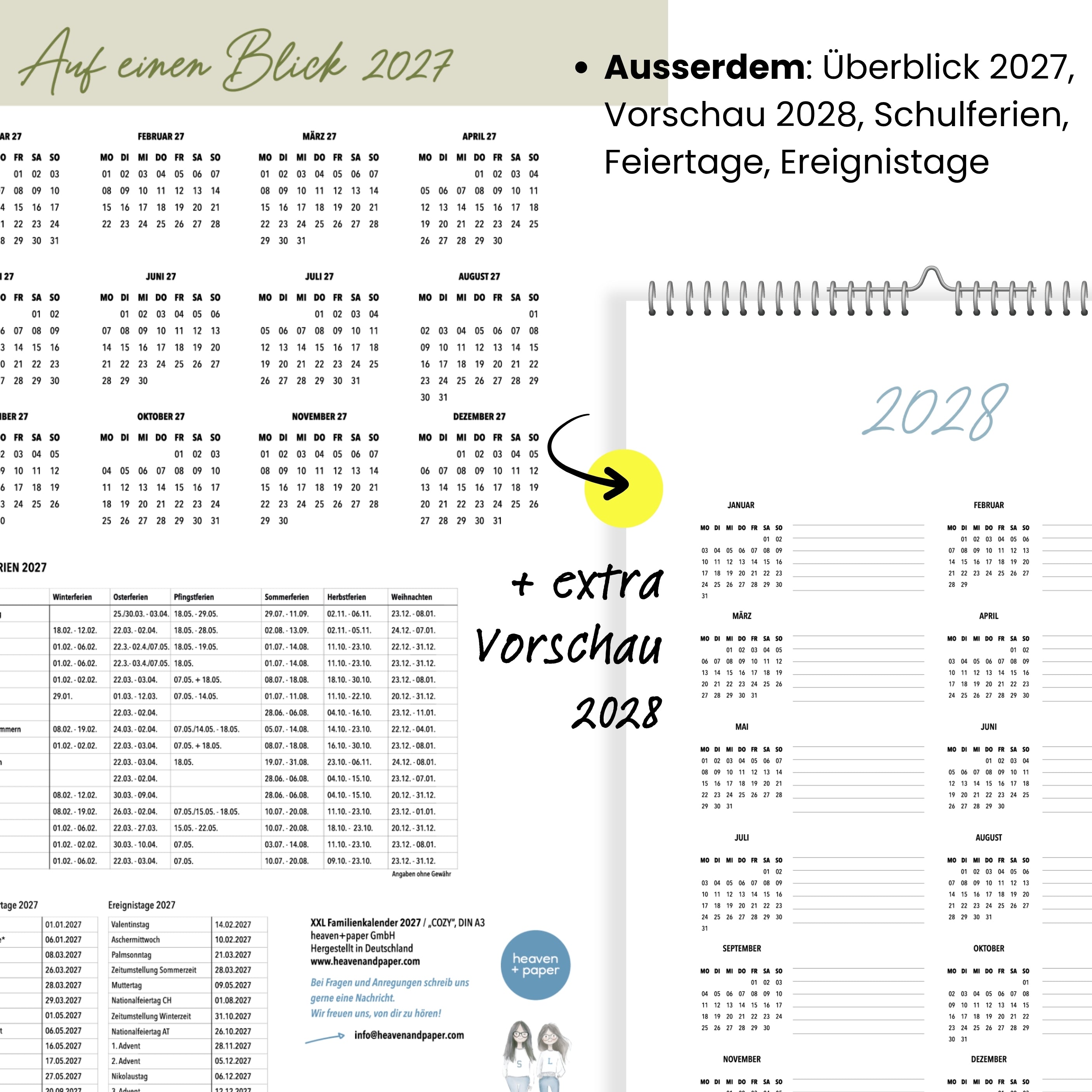 Familienkalender 7 Spalten XXL Cozy 2027 Minimalistisch