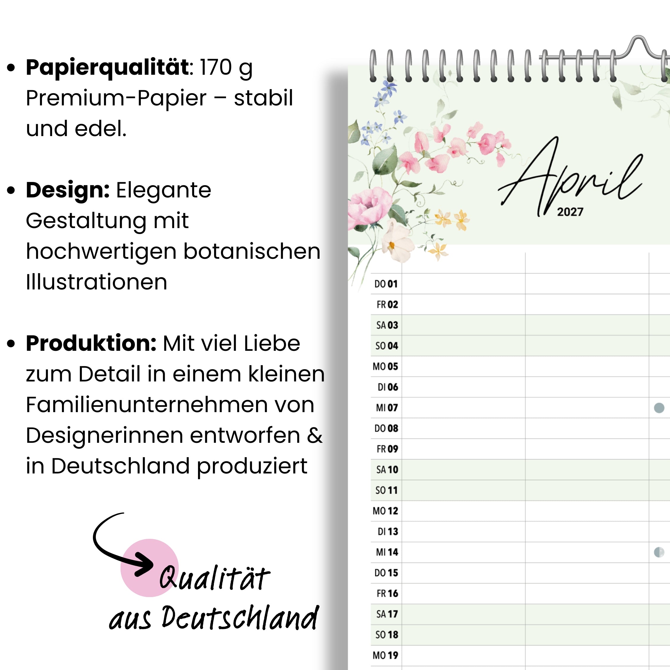 Paarplaner 3 Spalten 2027 Wildblumen