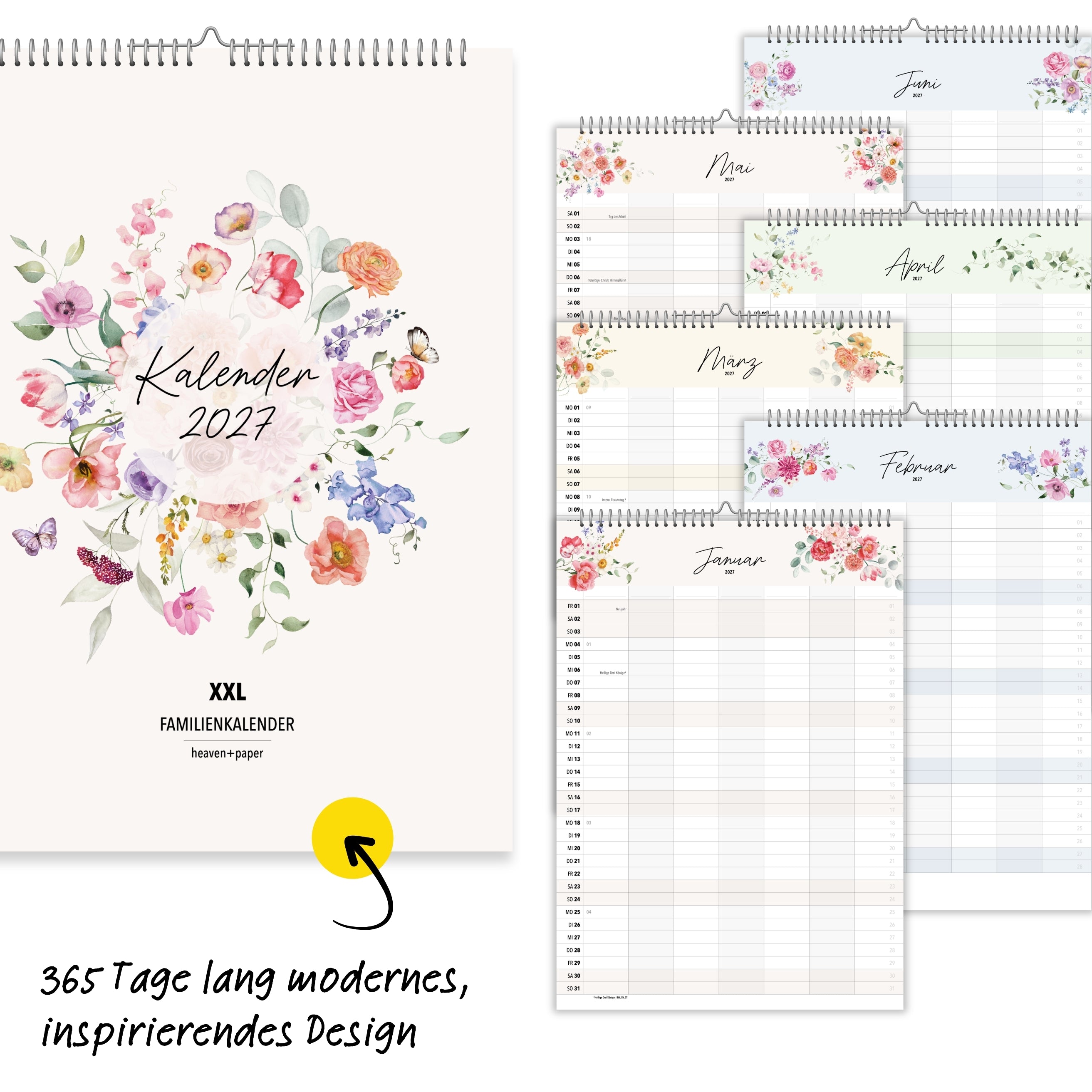 Familienkalender 7 Spalten XXL Wildblumen 2027 Blumen