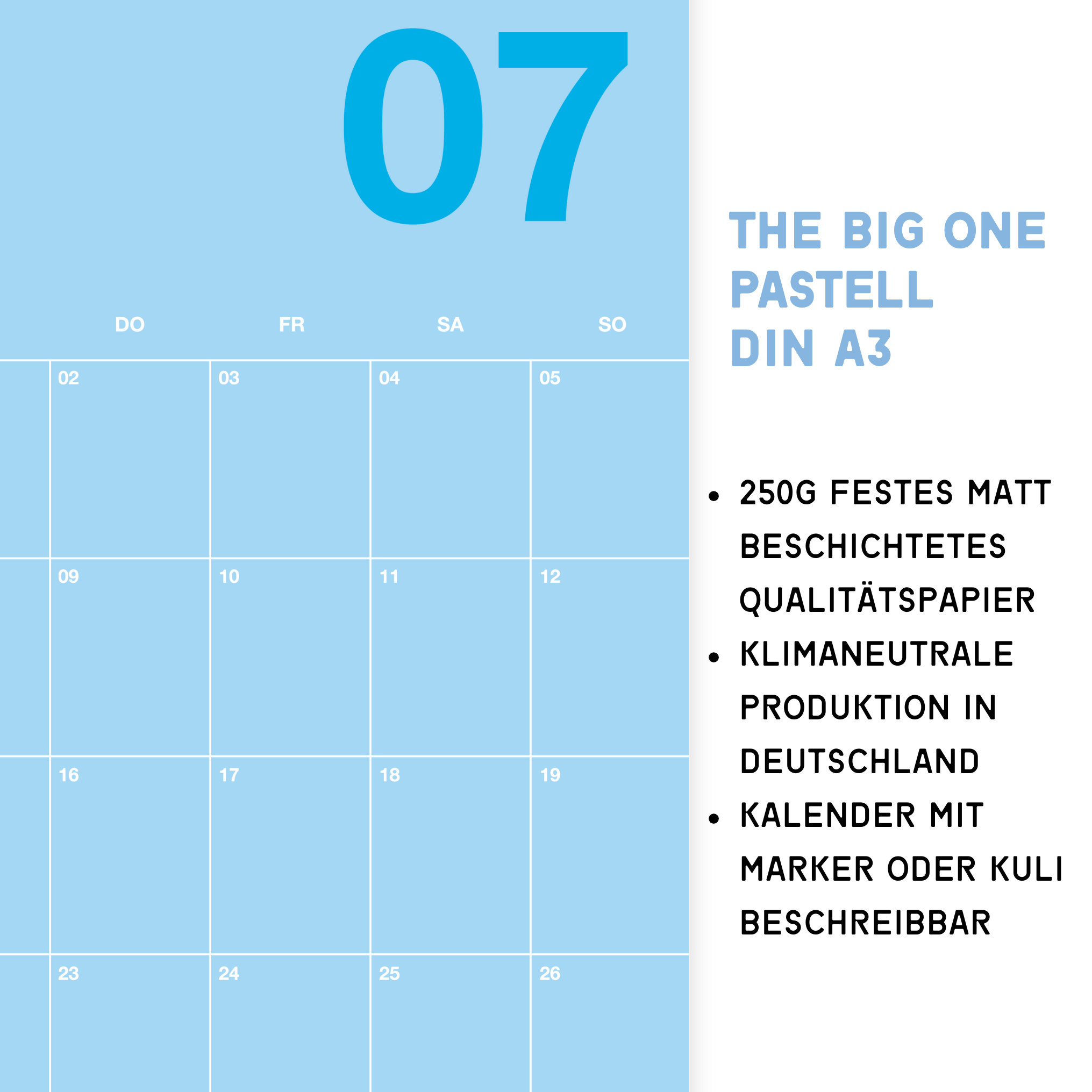 A3 Bunter Design Wandkalender 2026 Pastell