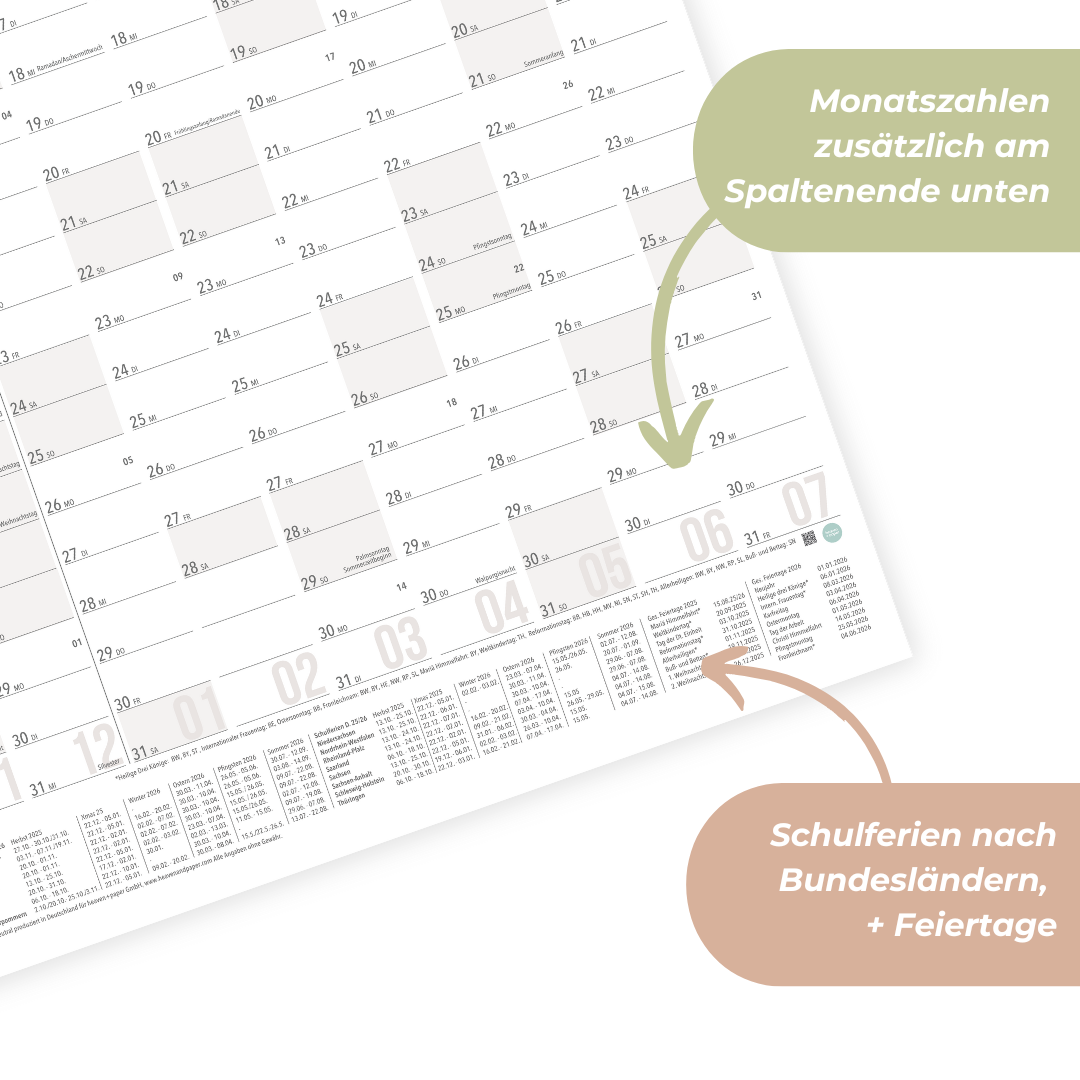 A1 Schuljahresplaner 2025/2026 Natural Hochformat