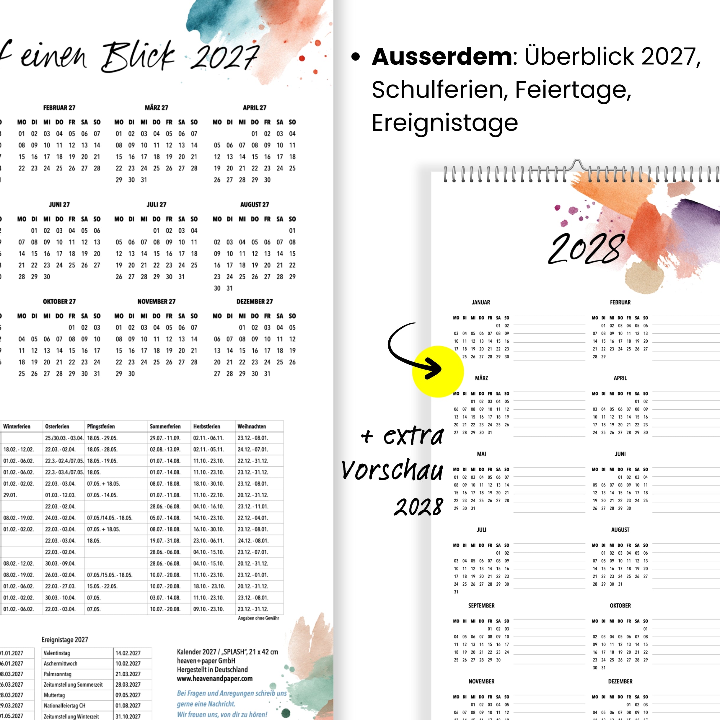 Paarplaner 3 Spalten 2027 Splash Familienkalender