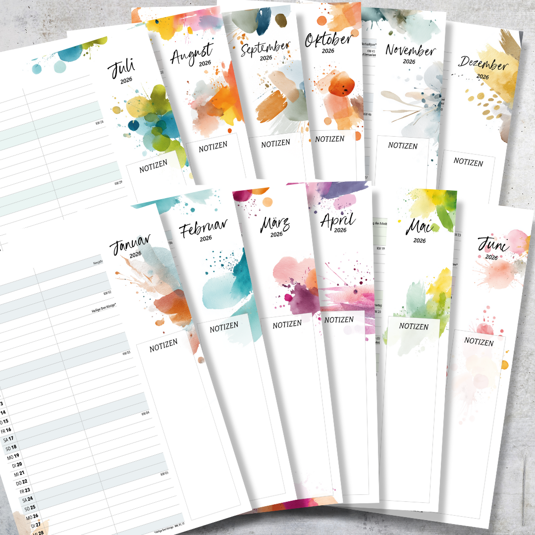 A4 Wandkalender 2 Spalten SPLASH 2026