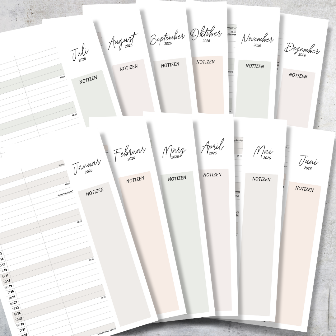 A4 Wandkalender 2 Spalten COZY 2026