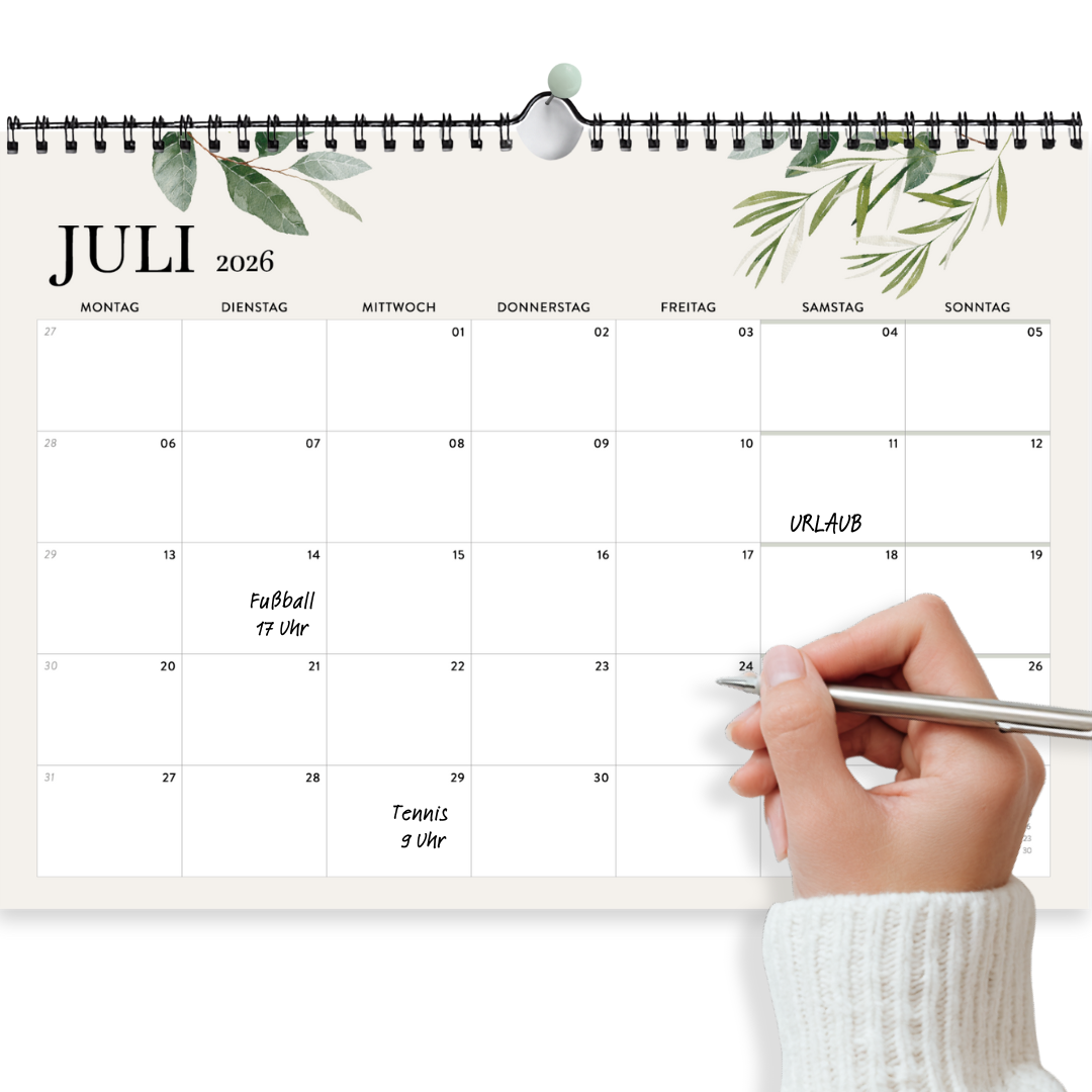 A4 Wandkalender 2026  Felder Querformat