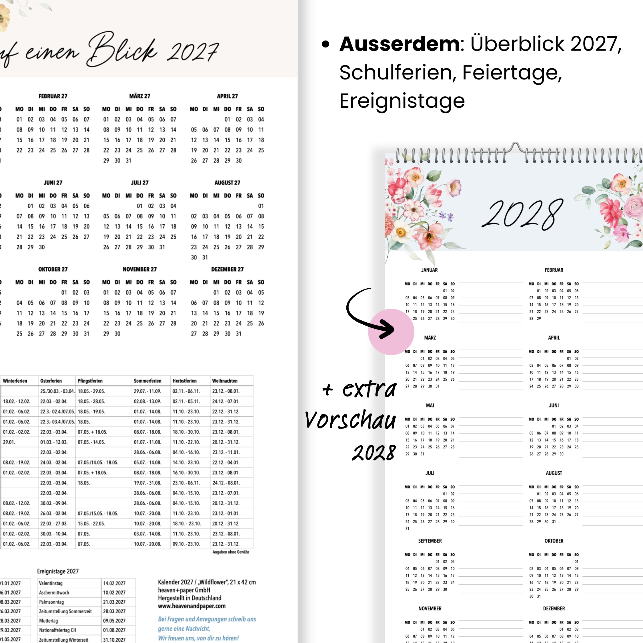 Paarplaner 3 Spalten 2027 Wildblumen