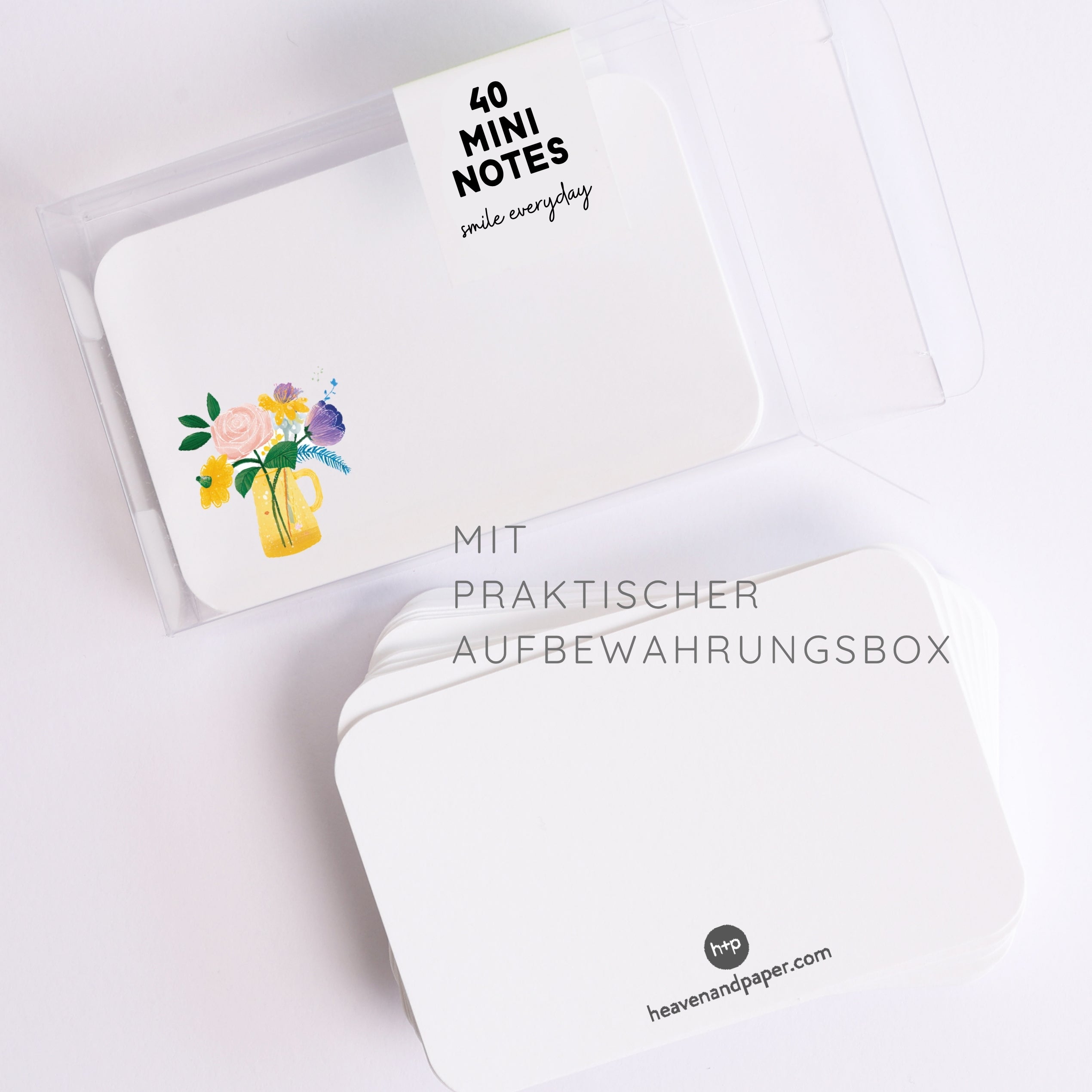 Mini Grußkarten Set Blumenvase – 40 Kleine Karten