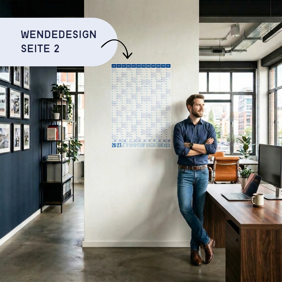 Schuljahresplaner 2026/2027 A1 Blau – Wandkalender mit Ferien